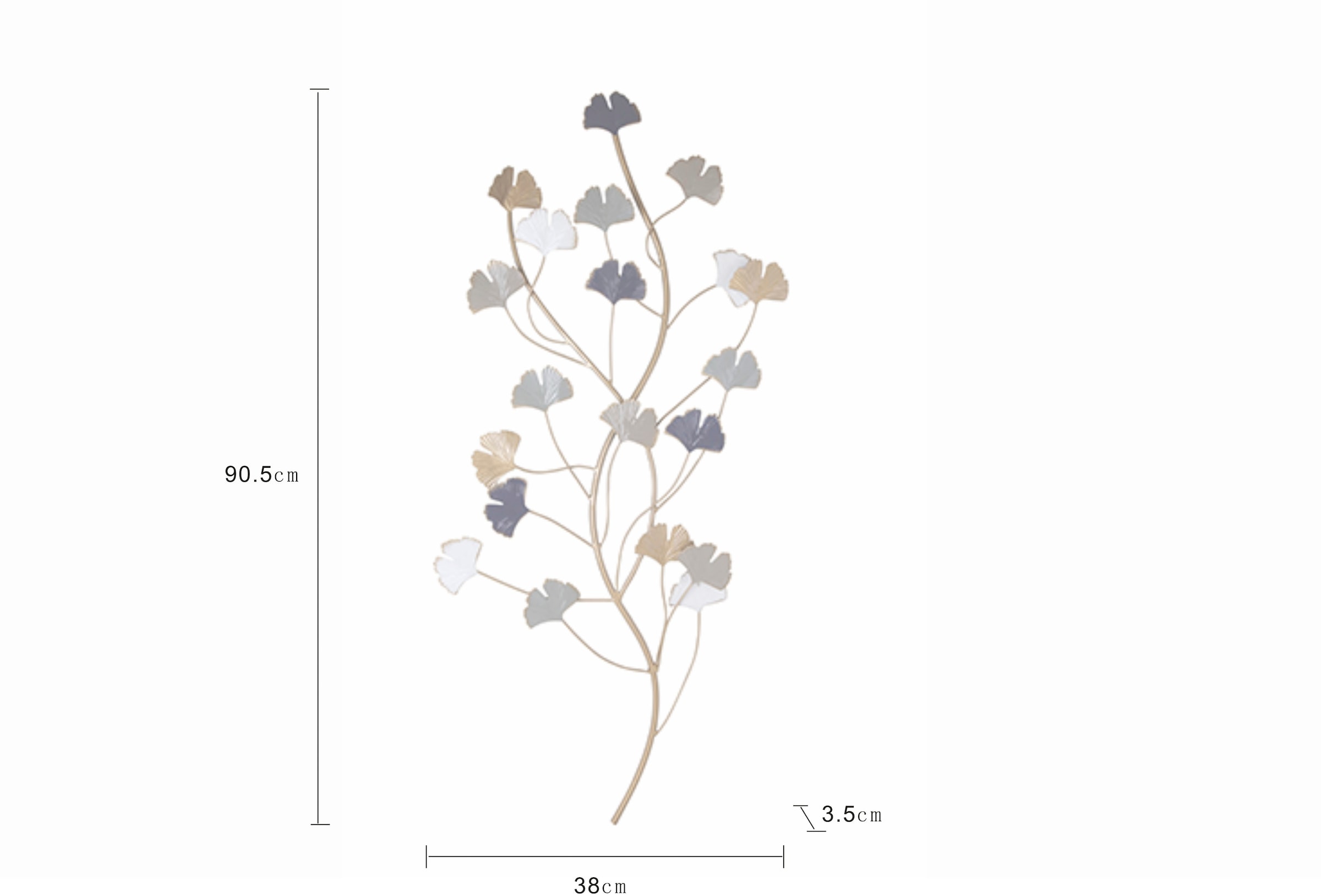 OTTO home Wanddekoobjekt »Gingko Blätter, florale Dekoration« hochwertige Wanddeko, aus Metall, ca.91cm hoch