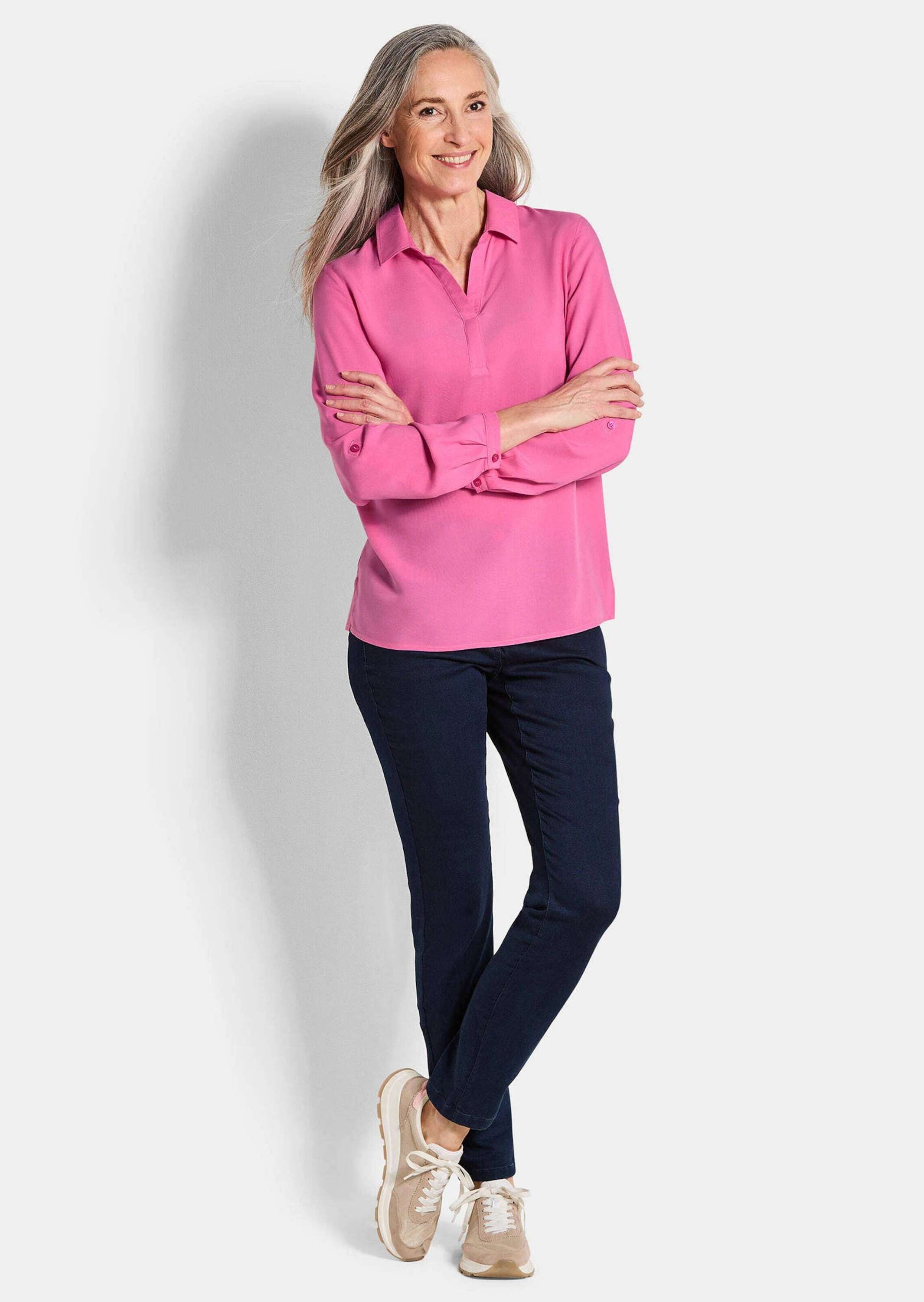 GOLDNER Klassische Bluse »Kurzgröße Zeitlose Viskosebluse mit Hemdkragen«