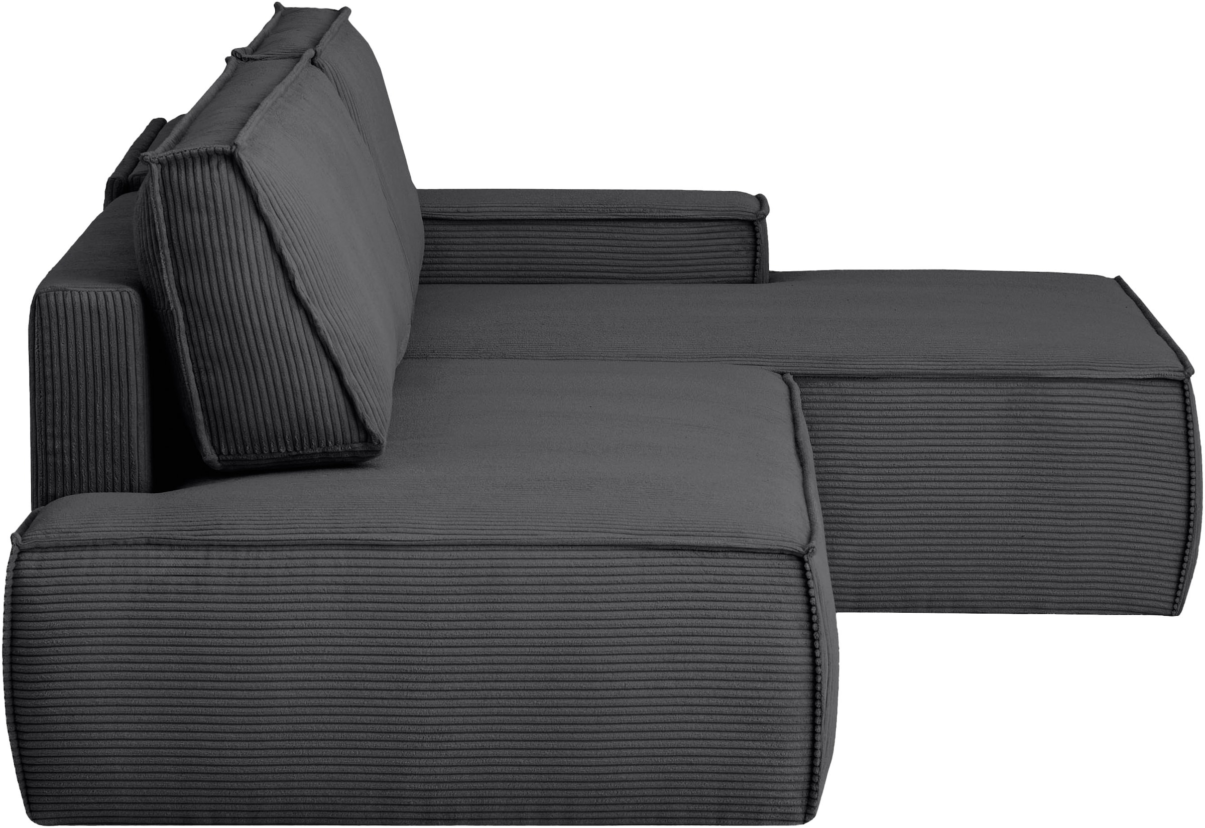 Home affaire Ecksofa »SHERWOOD,  Schlafsofa in L-Form offen (275cm), Cord, Leinenoptik« Schlaffunktion und Bettkasten, Kedernaht, hoher Sitz- & Liegekomfort,