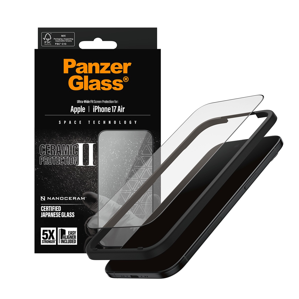 CARE by PanzerGlass Displayschutzglas »Ceramic II Ultra-Wide Fit Screen Protector« für Apple iPhone Air Displayschutzfolie, Schutzfolie, Bildschirmschutz, kratz- & stoßfest