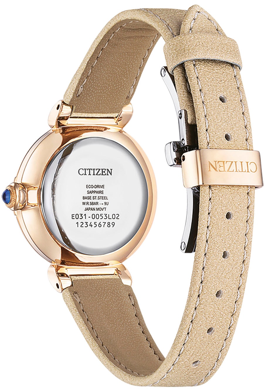 Citizen Solaruhr, Armbanduhr, Damenuhr, Lederarmband, Saphirglas