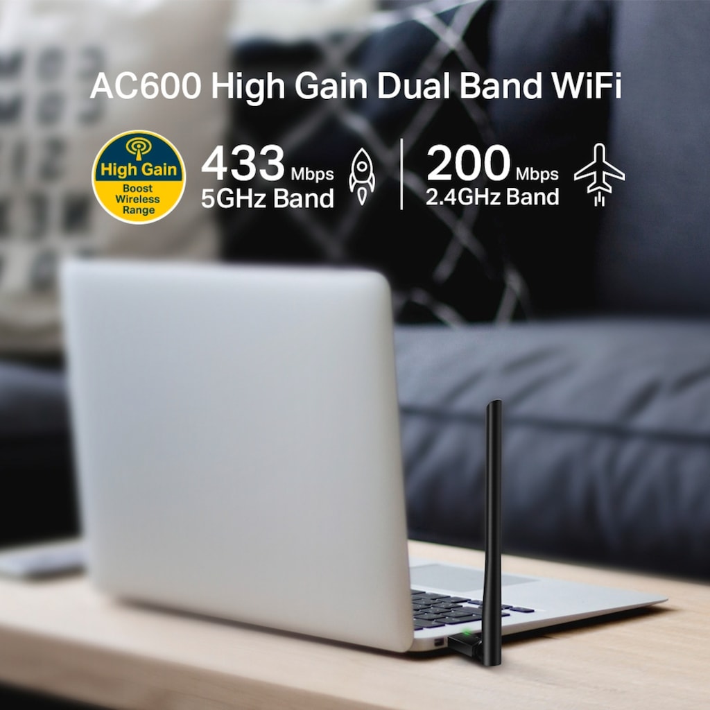 TP-Link WLAN-Antenne »Archer T2U Plus AC600 High Gain Wi-Fi USB Adapter«