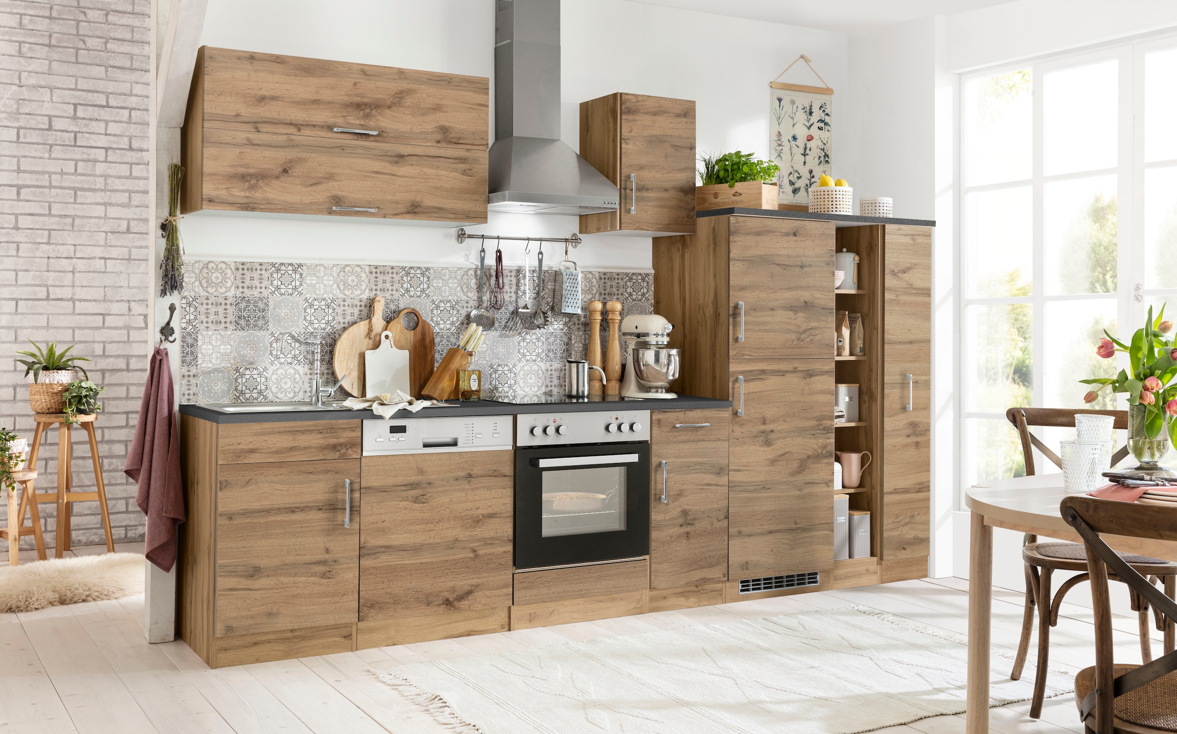 KOCHSTATION Küchenzeile »KS-Colmar« ohne E-Geräte, Breite 330 cm