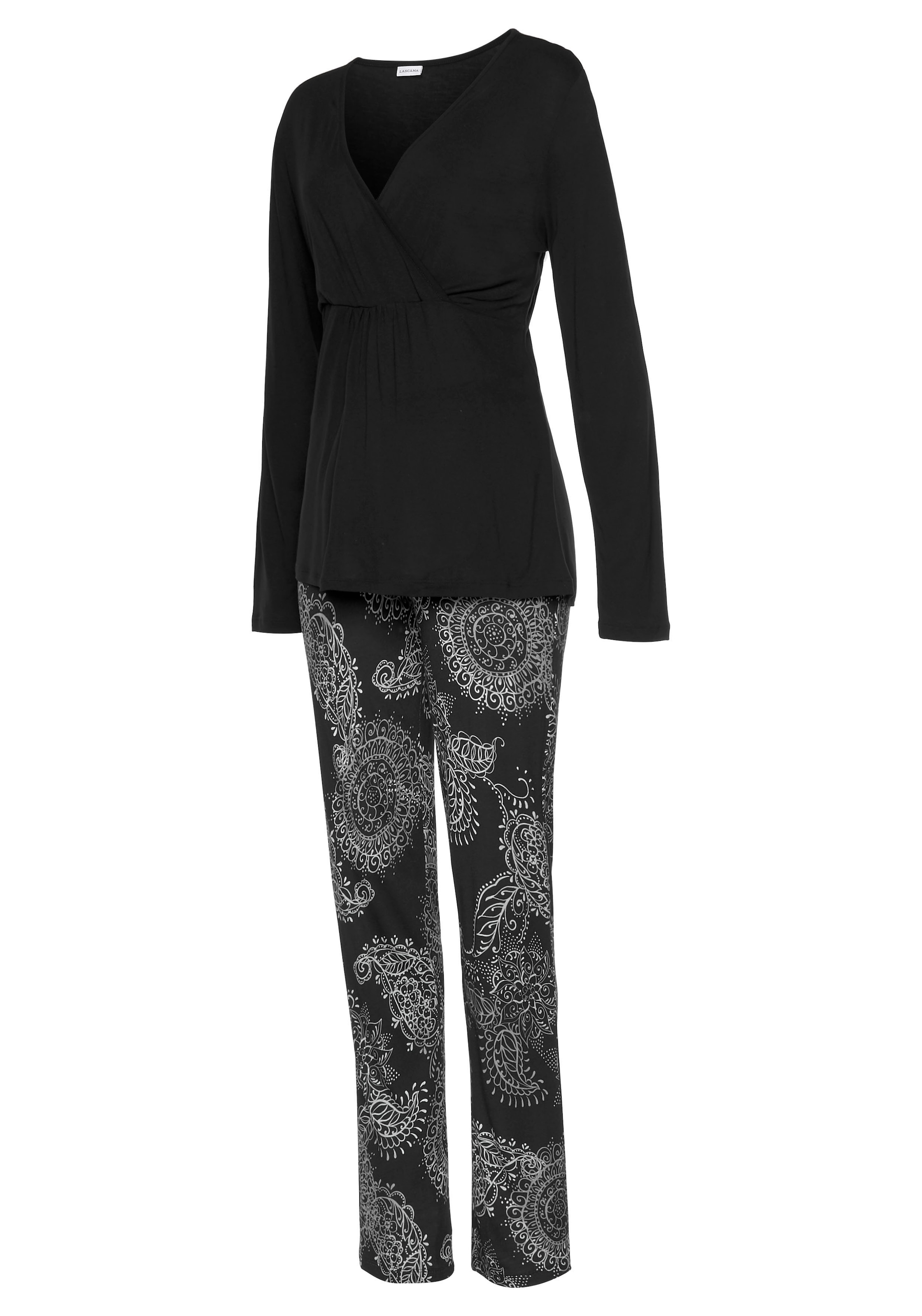 Vivance Dreams Pyjama, (2 tlg., 1 Stück), im schwarz-weißen Paisley-Dessin  bei ♕