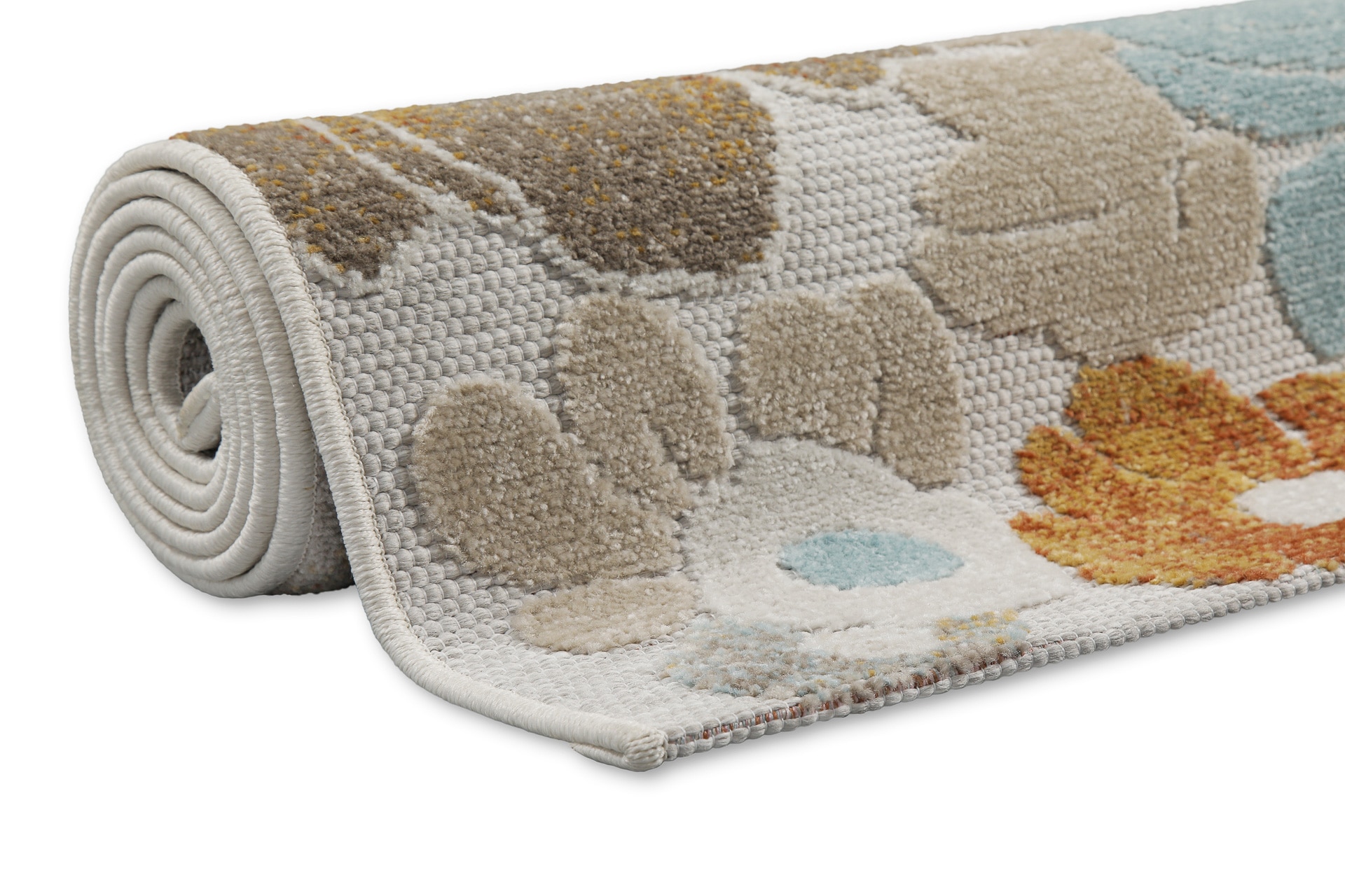 Wecon home Outdoorteppich »Beach Flower«, rund, 5 mm Höhe, für Innen & Außen, strapazierfähig, pflegeleicht, Hoch-Tief Effekt