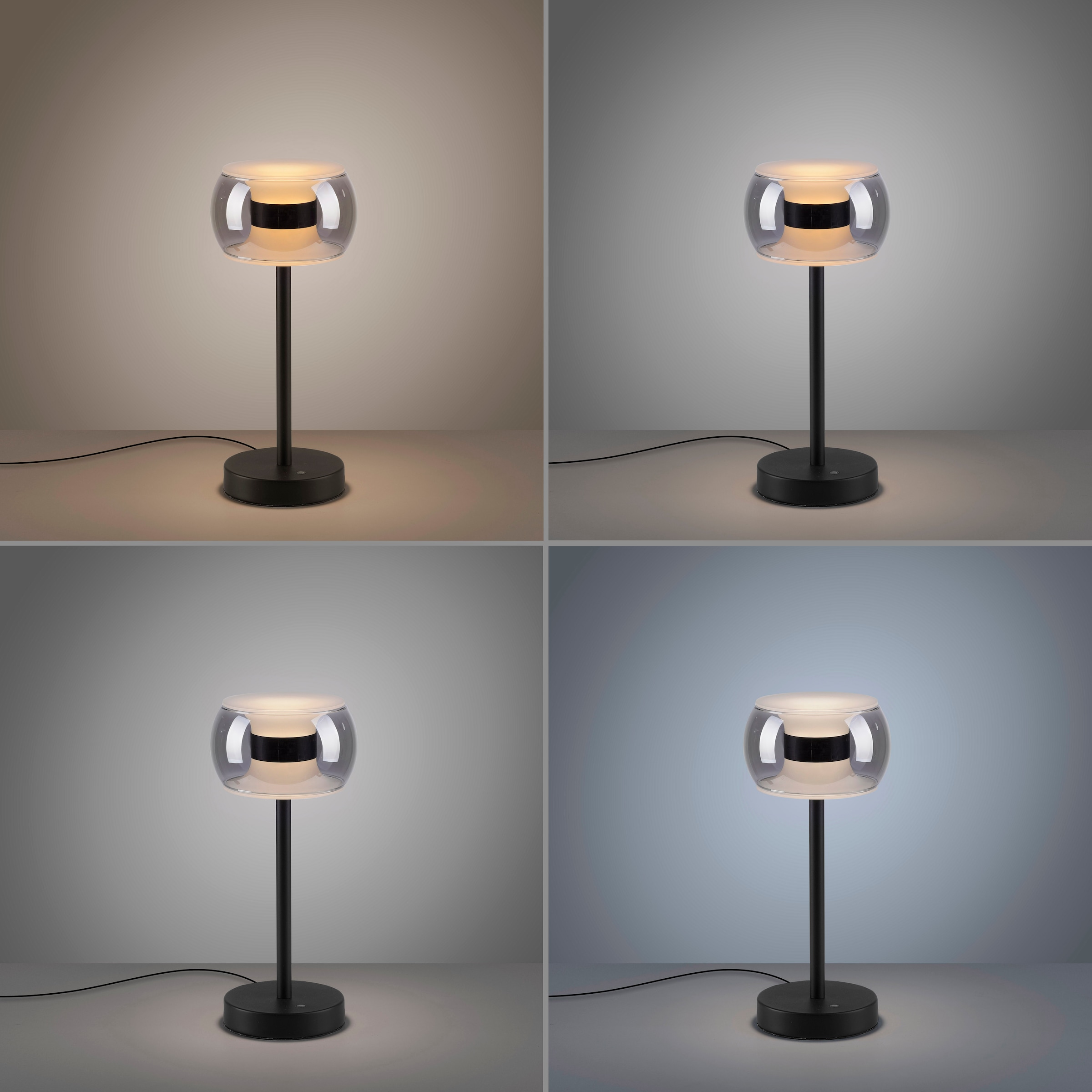 Paul Neuhaus LED Tischleuchte »FUMEA« LED-Board 1 Stk. warmweiß - kaltweiß CCT(2200-5000K), dimmbar über Touchdimmer, Smokey-Glas, Memoryfunktion