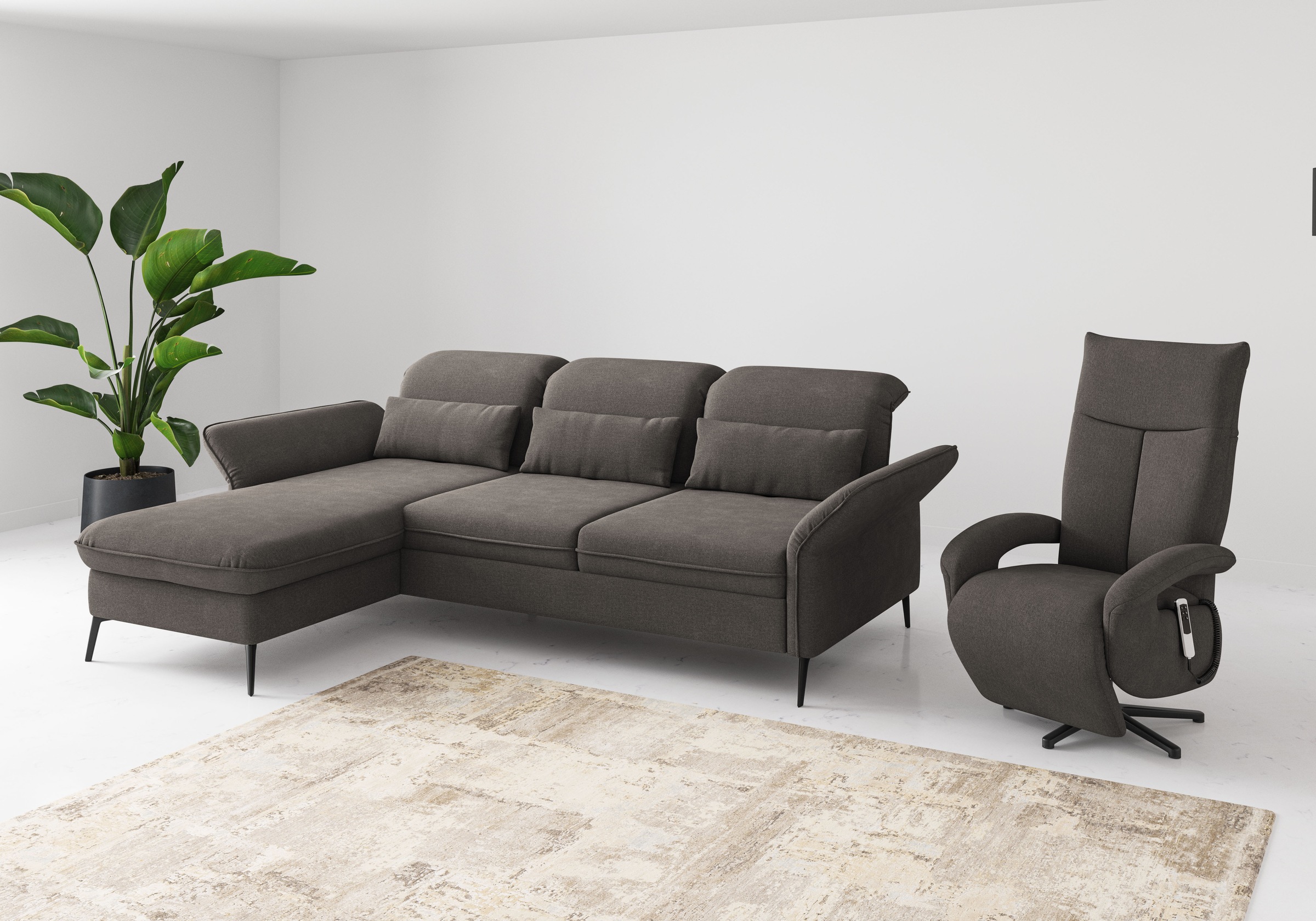 sit&more Ecksofa »Emely, inkl. Sitztiefenverstellung«, wahlweise mit Bettfunktion,Bettkasten,Kopf- & Armteilverstellung