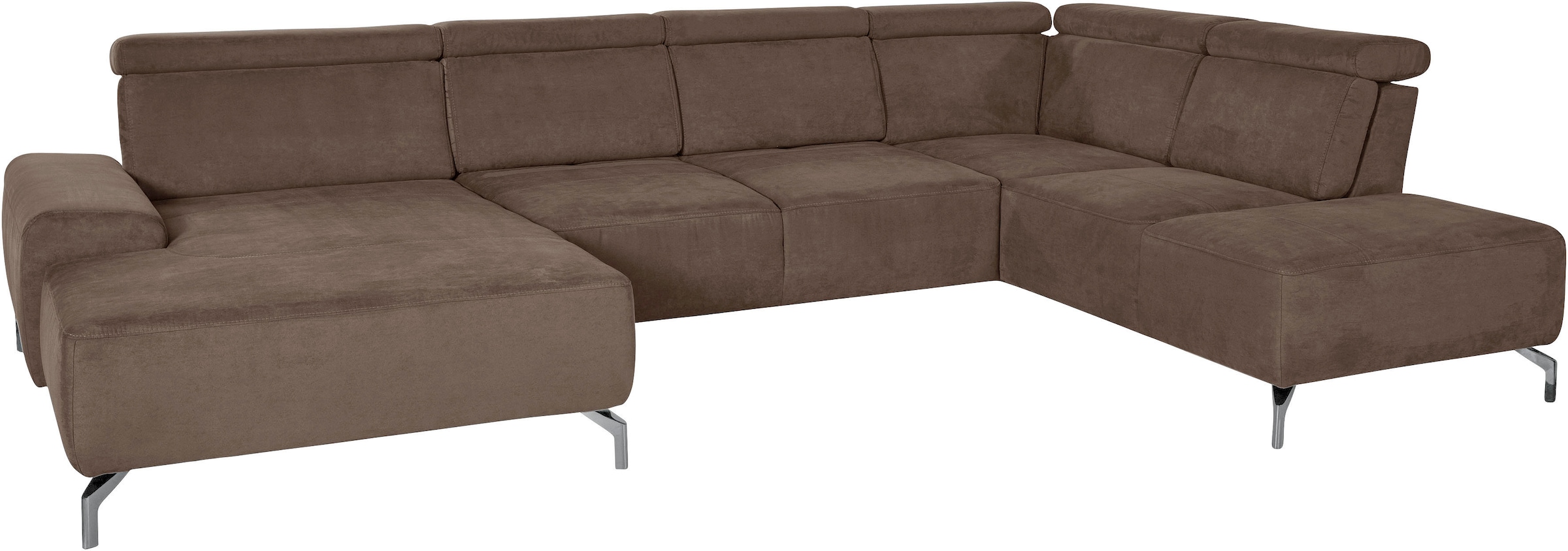 sit&more Wohnlandschaft »Gizeh U-Form«, 15 cm Fußhöhe, inklusive Sitztiefenverstellung und Kopfteilverstellung