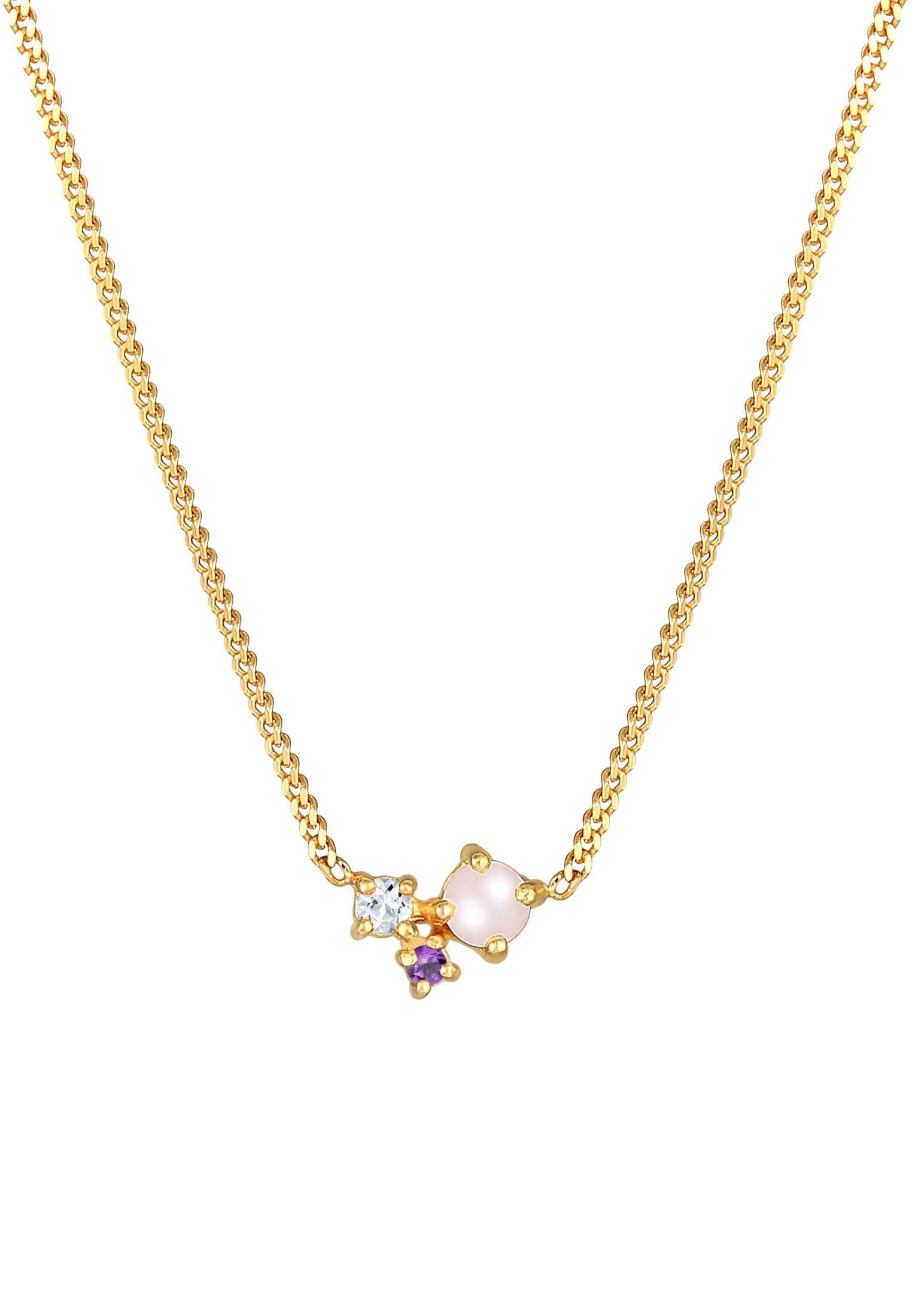 Elli Premium Silberkette »Halskette Amethyst Topas Rosa Quarz Edelsteine 925 Silber«