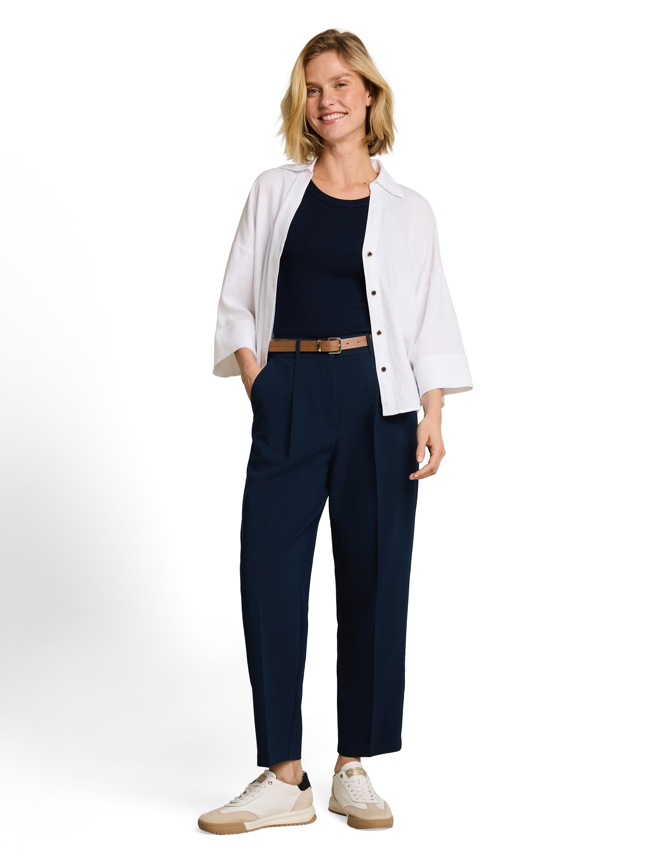 TOM TAILOR Bundfaltenhose »Barrel Leg«  Sommerhose mit Gürtel