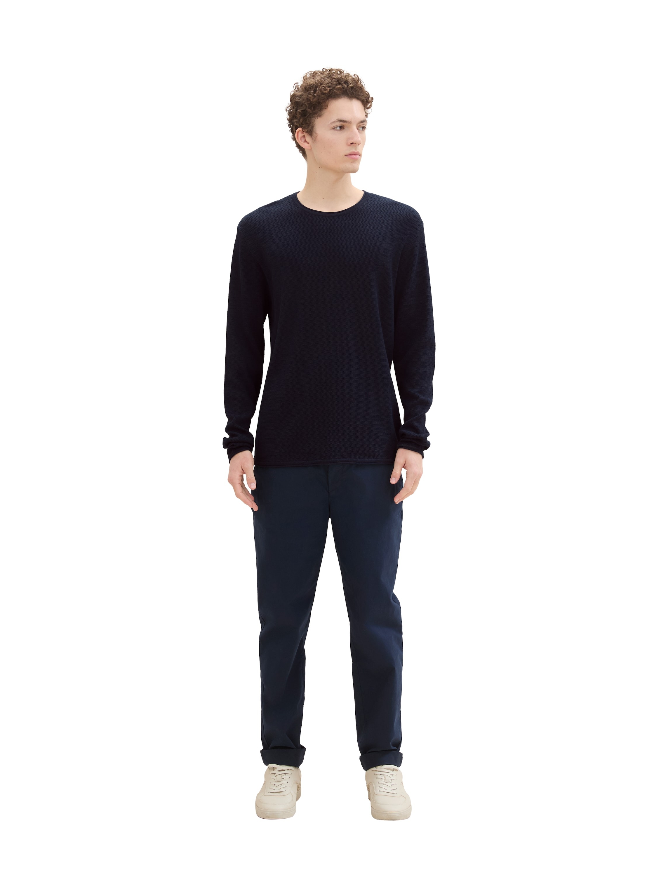 TOM TAILOR Denim Rundhalspullover, mit Struktur