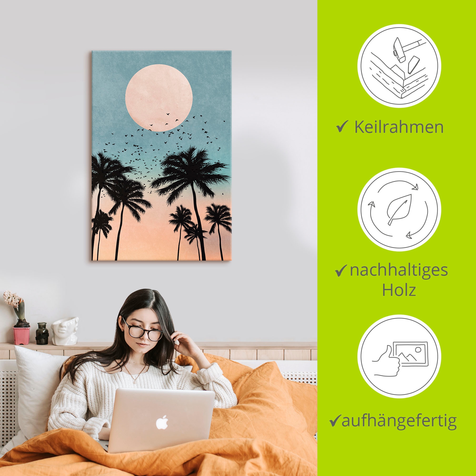 Artland Leinwandbild »Sonnenaufgang« Bilder vom Sonnenuntergang & -aufgang 1 Stk. tlg. auf Holzrahmen gespannt