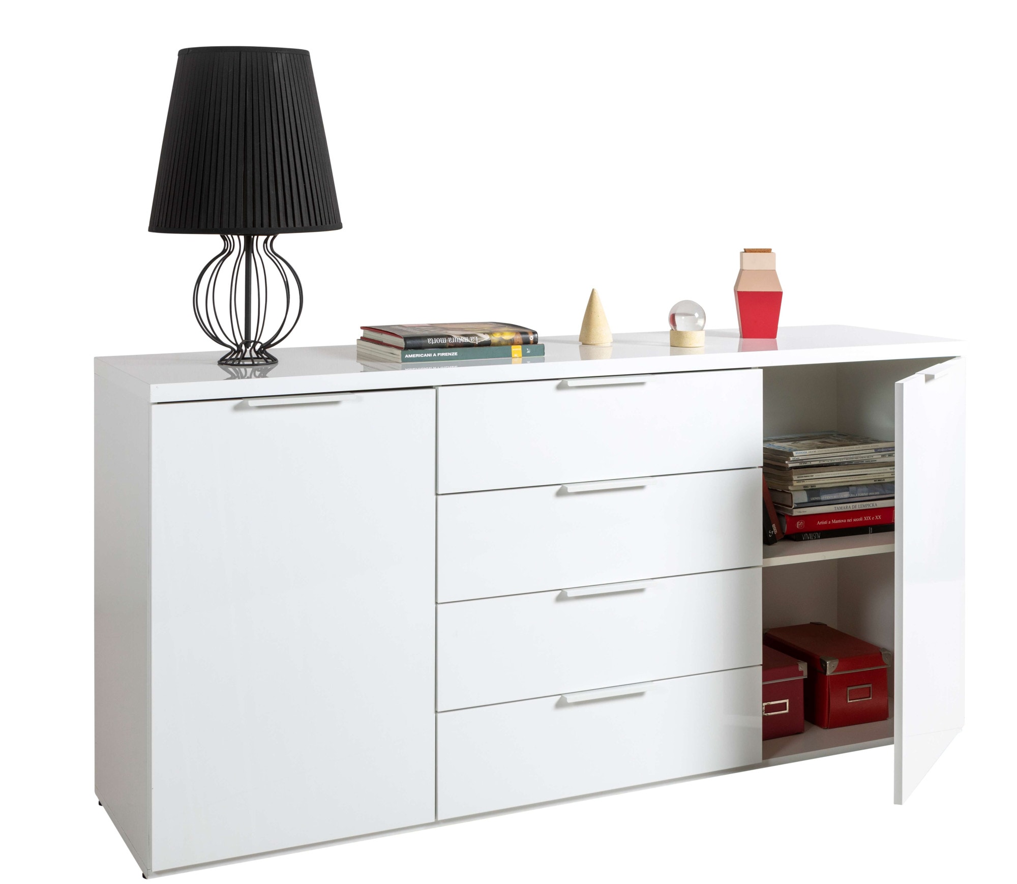 Composad Sideboard »Mundi, Sideboard, Kommode, Schubkastenkommode, Buffet«, (1 St.), mit 2 Türen und 4 Schubladen hochglanz lackiert