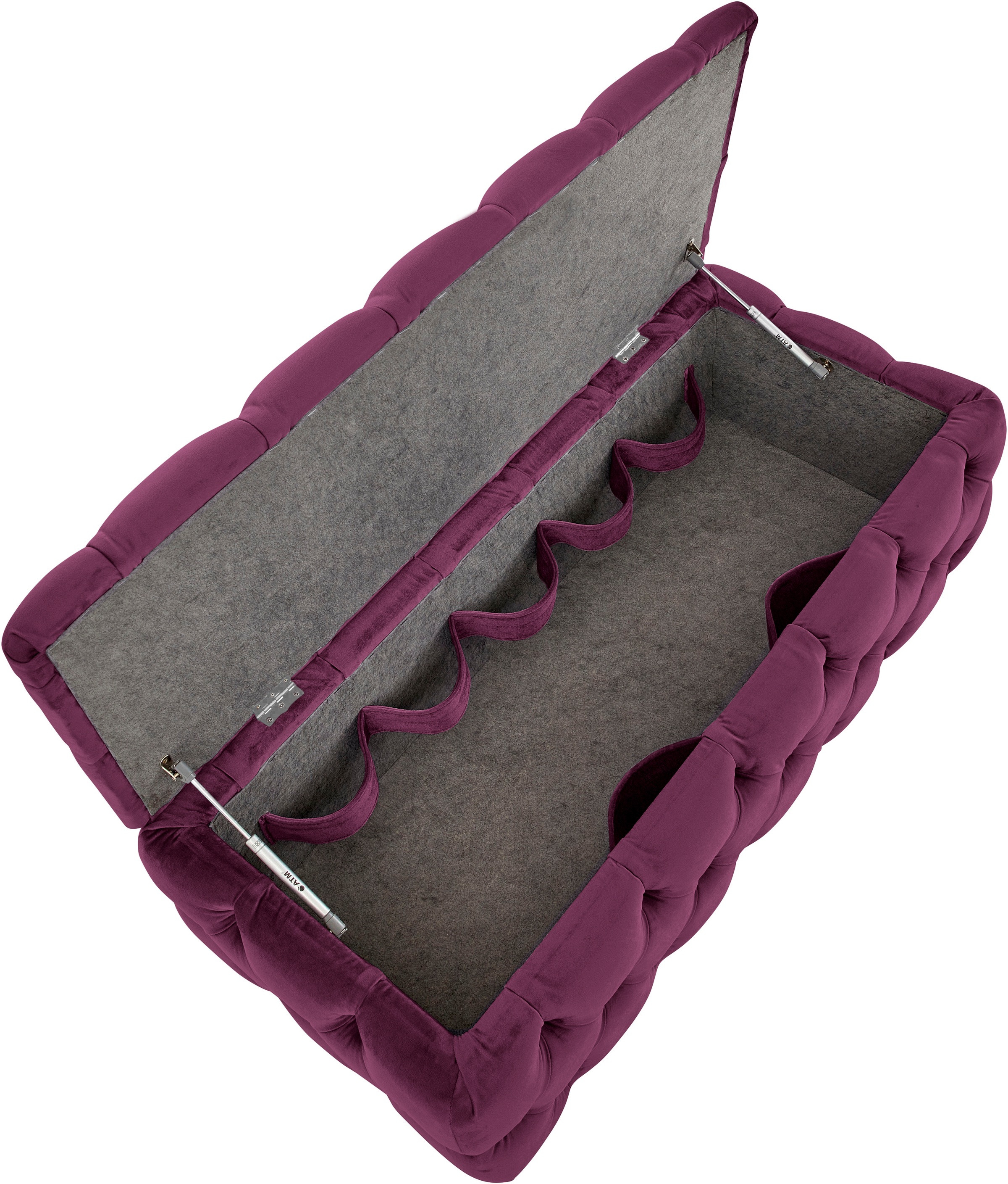 Home affaire Polsterhocker »KALINA, hochwertige Knopfheftung, B/T/H: 120/55/45 cm« mit Staufach und innenliegenden Laschen zur besseren Aufbewahrung