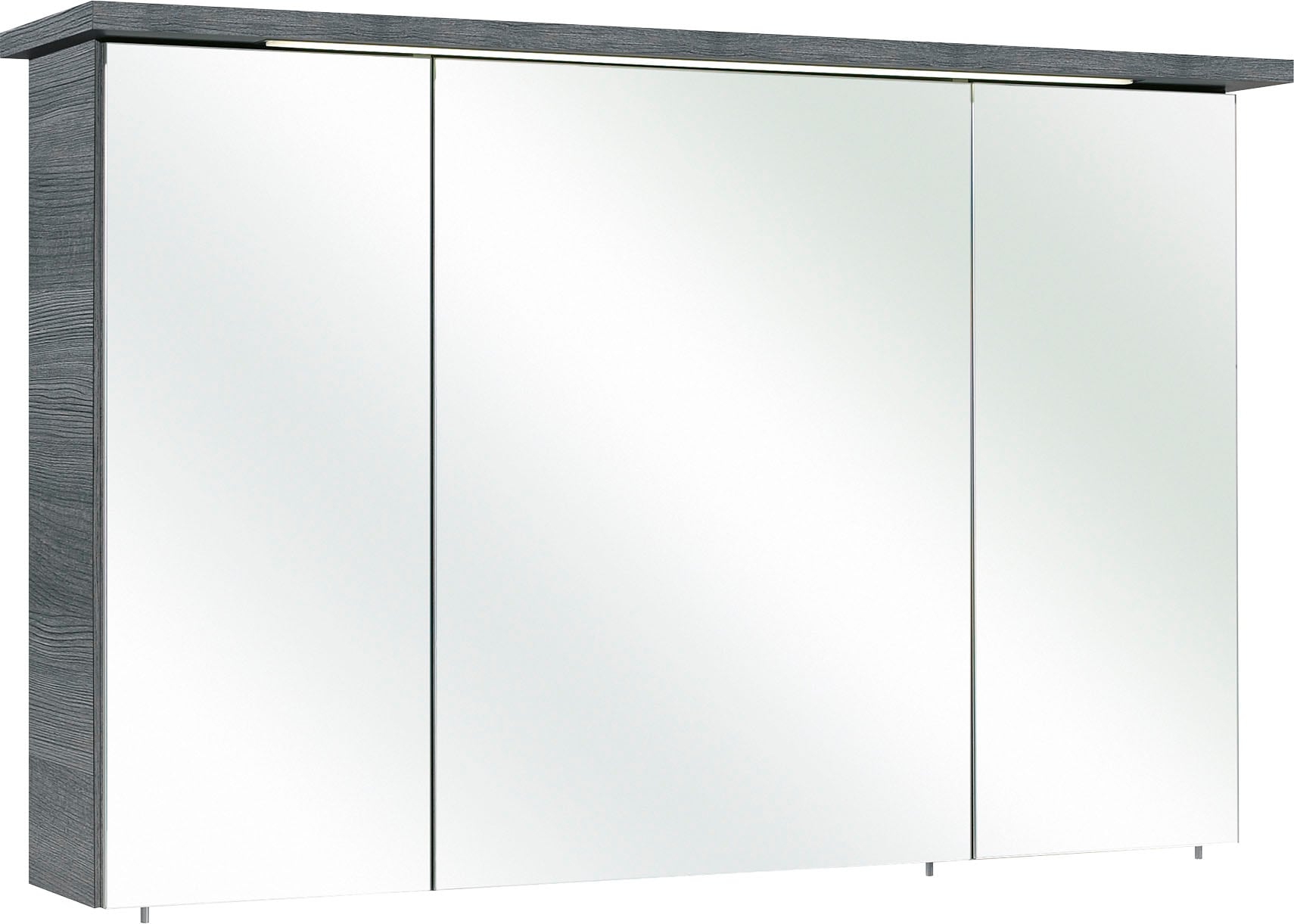 Saphir Badmöbel-Set »Quickset 2-teilig, Glaswaschtisch mit LED-Spiegelschrank, 115 cm breit«, (2 St.), Badezimmer Set inkl. Türdämpfer, 5 Türen, 1 Klappe, 1 Schublade