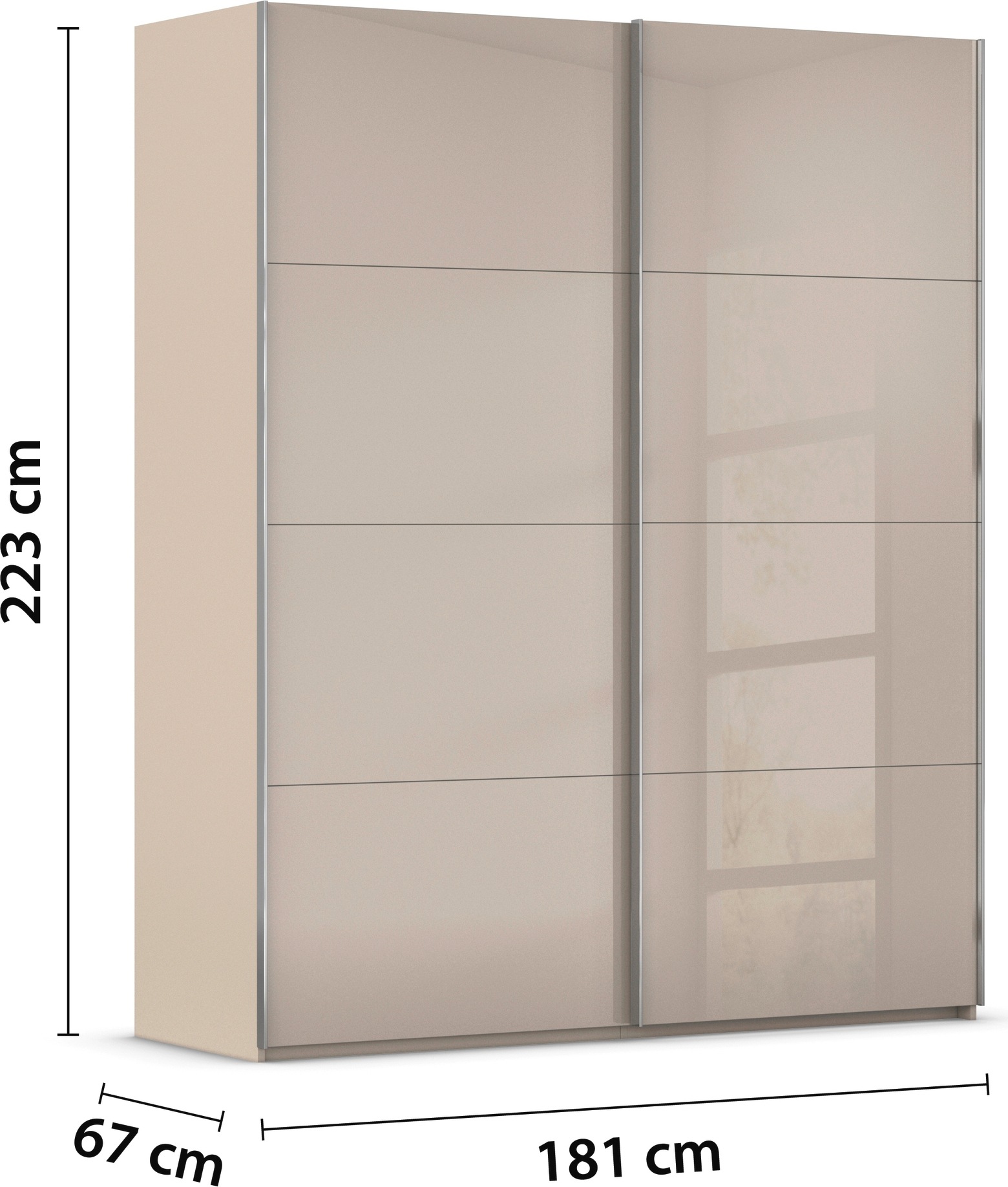 rauch Schwebetürenschrank »Kleiderschrank Schrank Garderobe Schlafzimmerschrank SCALE-FYRA«, edle viergeteilte Türen mit Glas-Front viele Farben MADE IN GERMANY