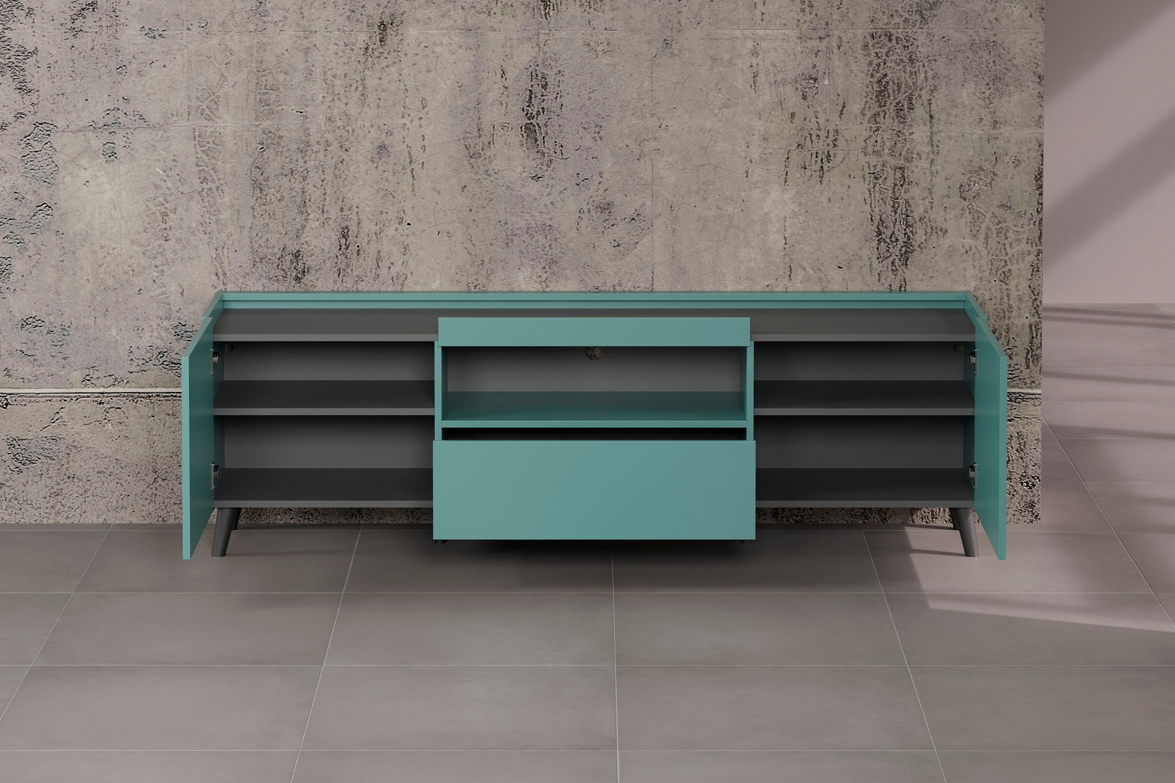 andas TV-Board »Mikkeline«, (1 St.), matt, B / H: ca. 181 / 60 cm, TV-Schrank, blau, Türkis