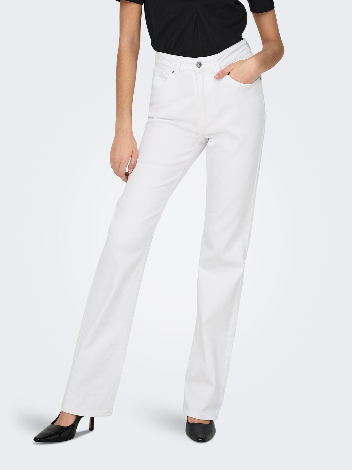 ONLY Bootcut-Jeans »ONLEVERLY MW SWEET FLARED DNM CRO187«, (Flared Jeans, Schlagjeans, ausgestellte Beinform, normale Leibhöhe), Baumwollmischung mit Stretch sorgt für ein angenehmes Tragegefühl