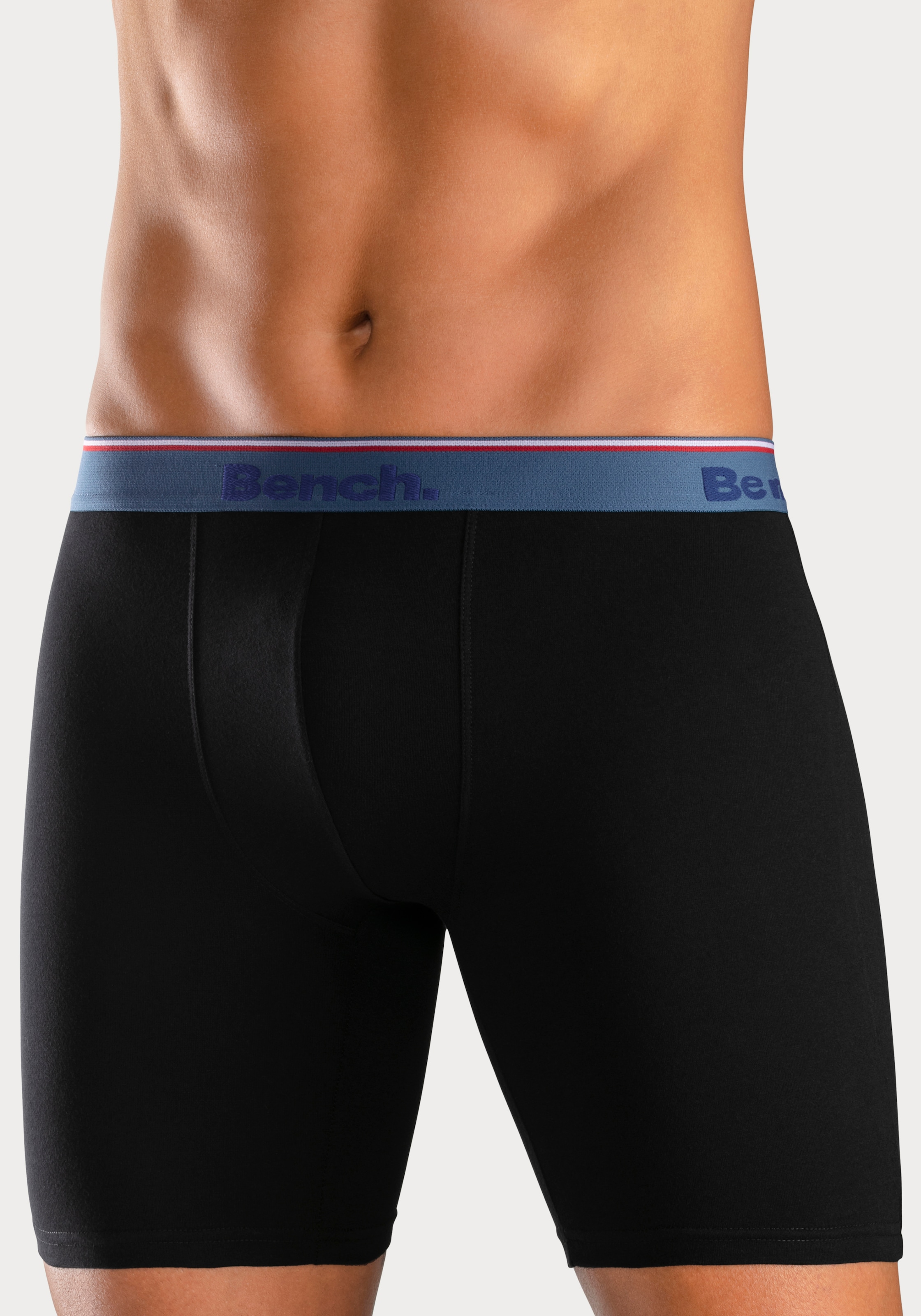 Bench. Langer Boxer, (Packung, 4 bei Logo-Webbund schmalen mit Streifen St.), im