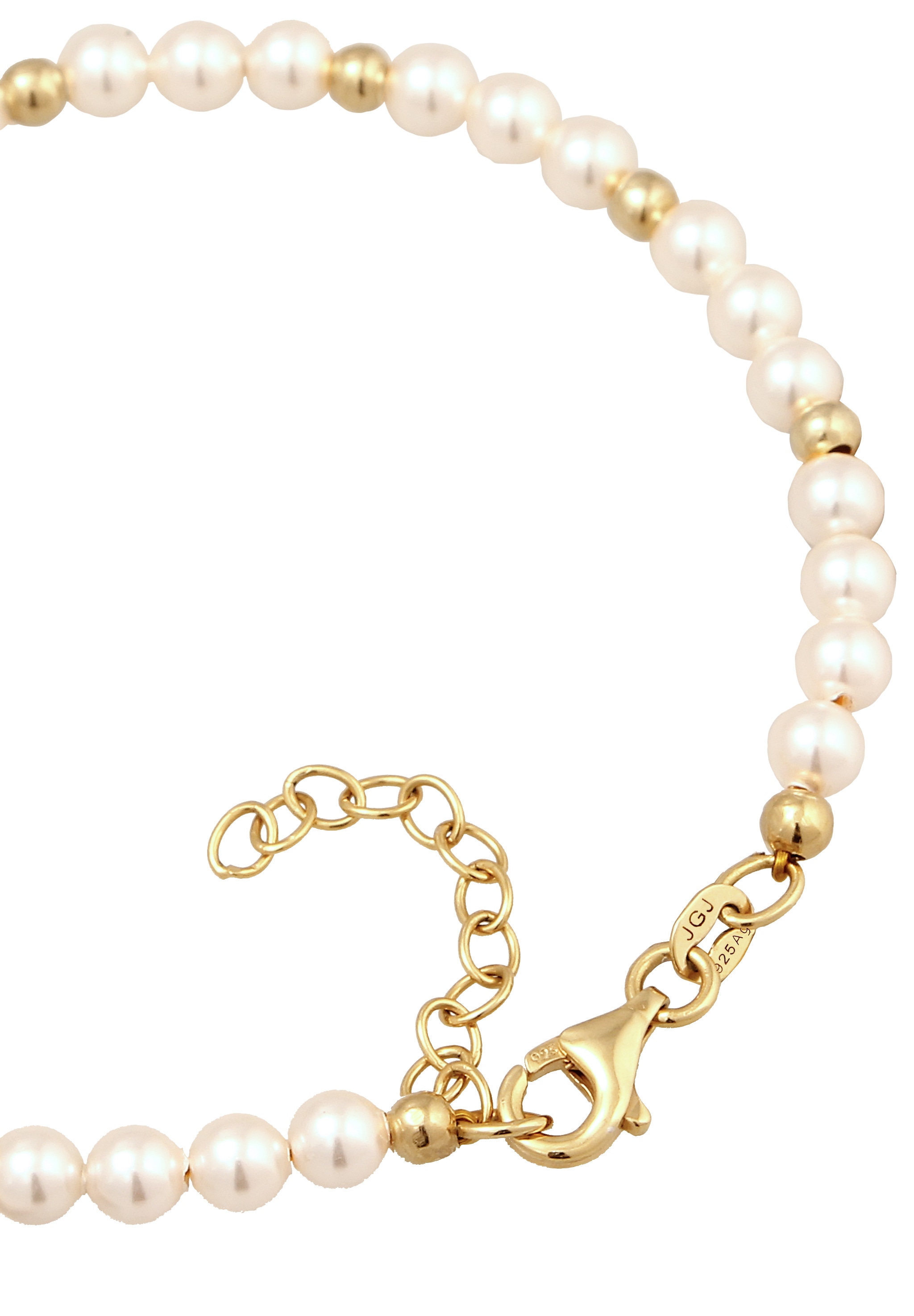 Elli Armreif »Armband Perlenarmband Perlen von Swarovski® Weiß 925 Sterling Silber vergoldet«