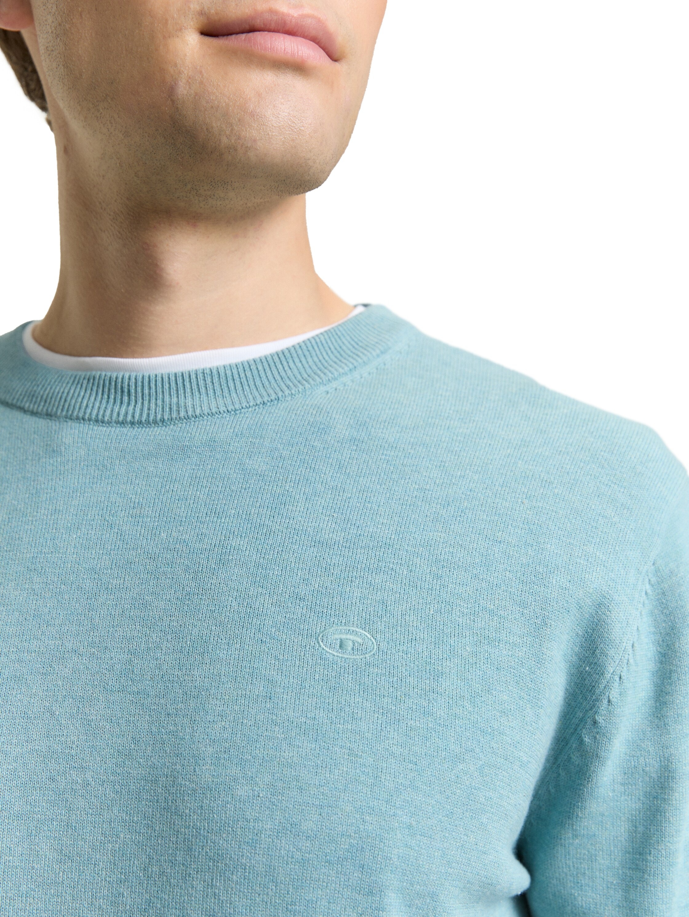 TOM TAILOR Rundhalspullover mit Logostickerei