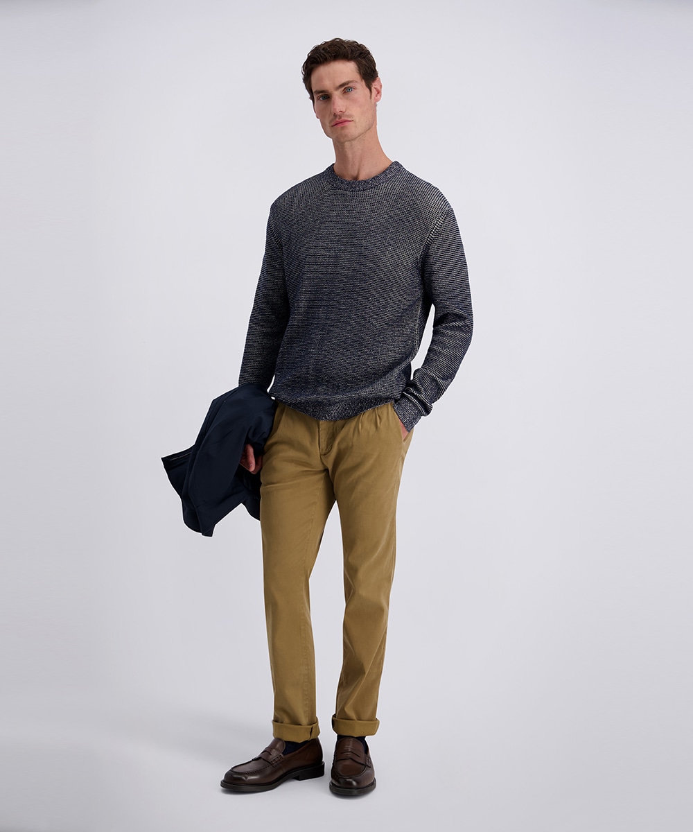 Pierre Cardin Rundhalspullover »Strick RH« Waffelmuster
