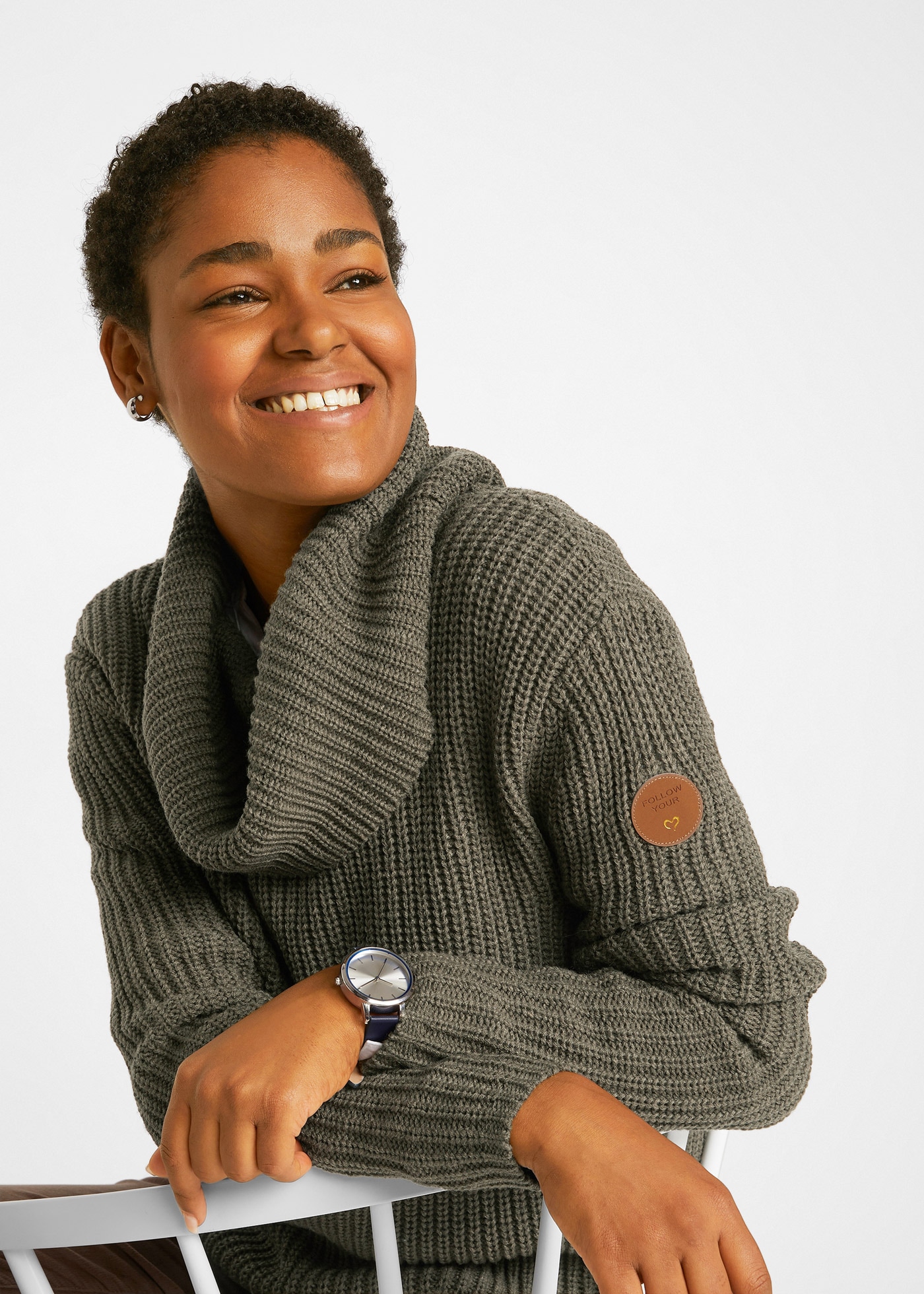 bonprix Strickpullover aus Polyester und Polyacryl, weiter Rollkragen, für den Alltag