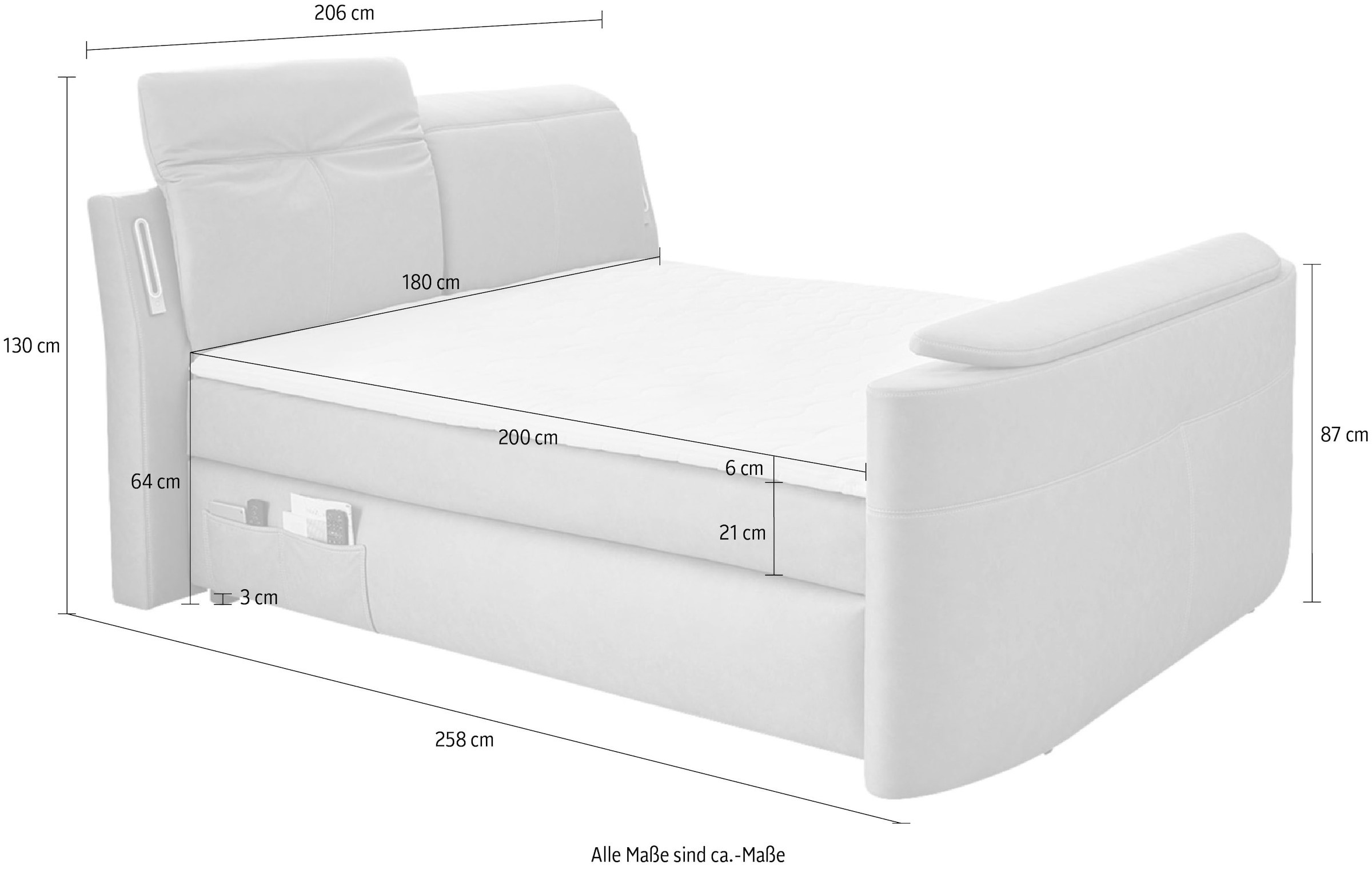 Jockenhöfer Gruppe Boxspringbett »Movie Star«, mit versenkbarem TV-Lift, Fernbedienung, LED-Licht, USB-Ladestation und verstellbaren Kopfstützen