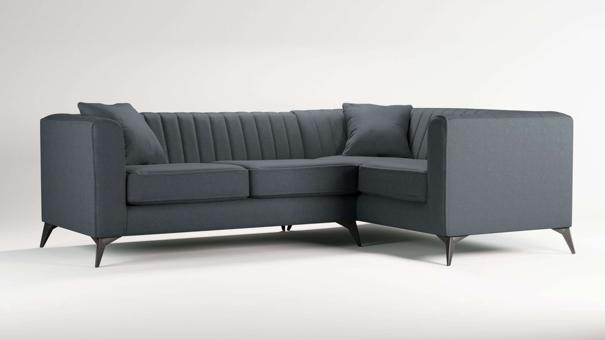 Places of Style Ecksofa »MATTHEW L-Form ideal für kleine Räume, Maße B/T/H: 240/167/74 cm«, elegantes Designsofa, Steppung im Rücken, incl. Zierkissen