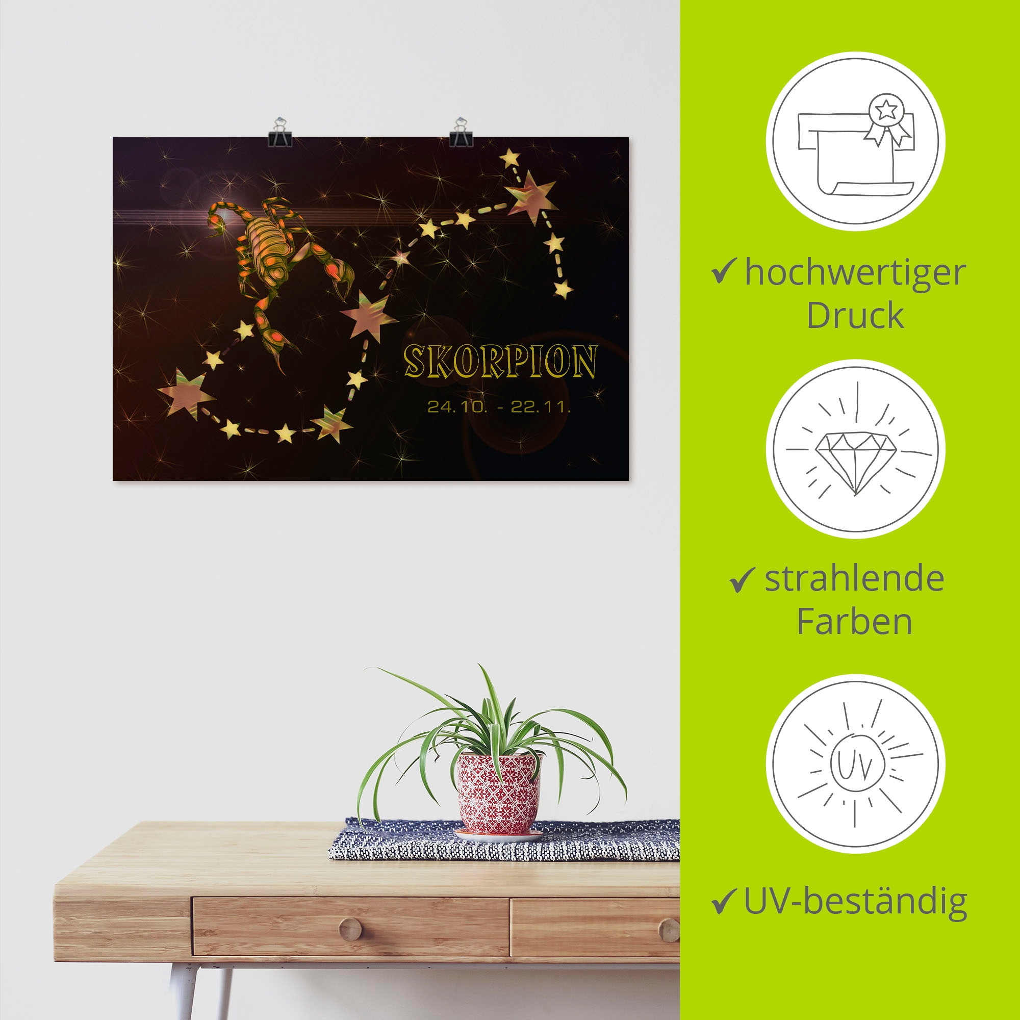 Artland Wandbild »Sternzeichen - Skorpion« Bilder von Sternzeichen 1 Stk. tlg. als Leinwandbild, Poster in verschied. Größen