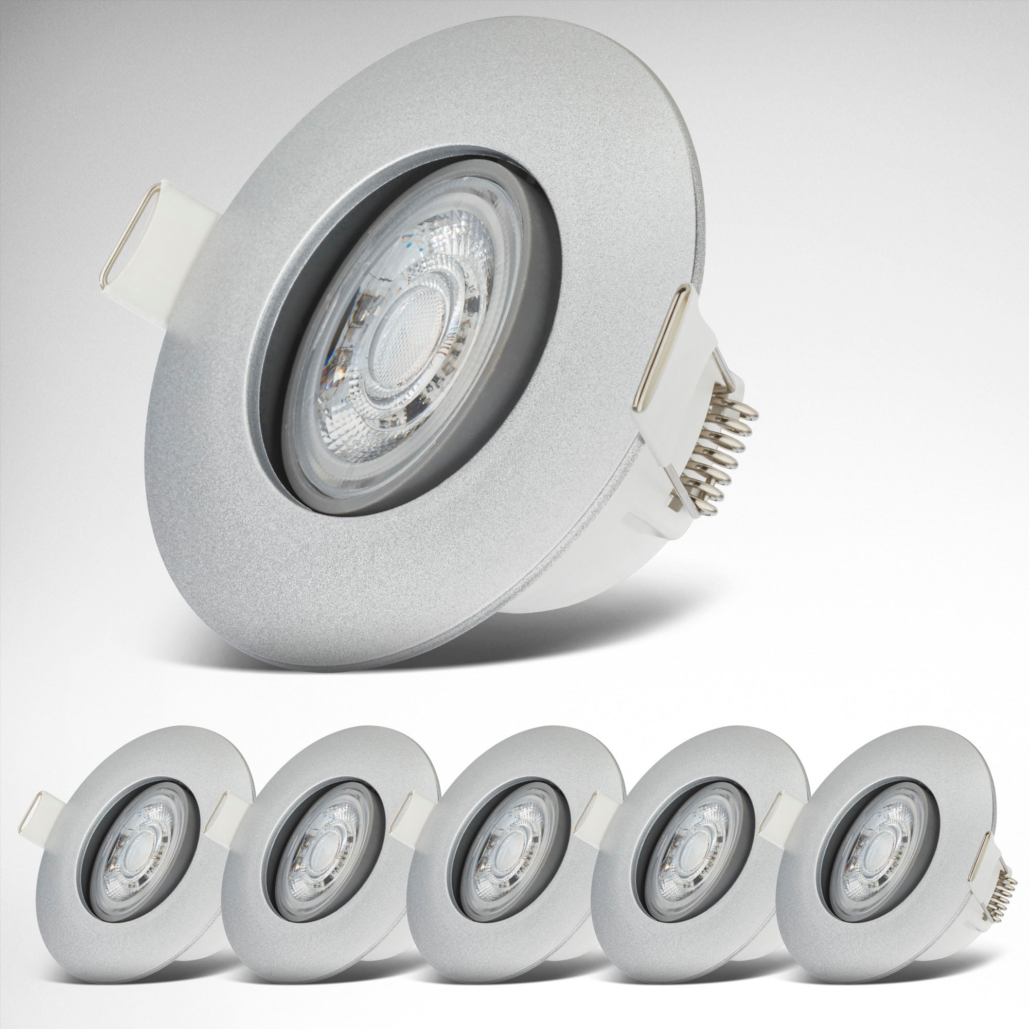 B.K.Licht LED Einbauleuchte »BK_EL1582 LED Bad Einbauleuchten IP65 6er-Set Schwenkbar«, 4,9W 480Lm 3.000K