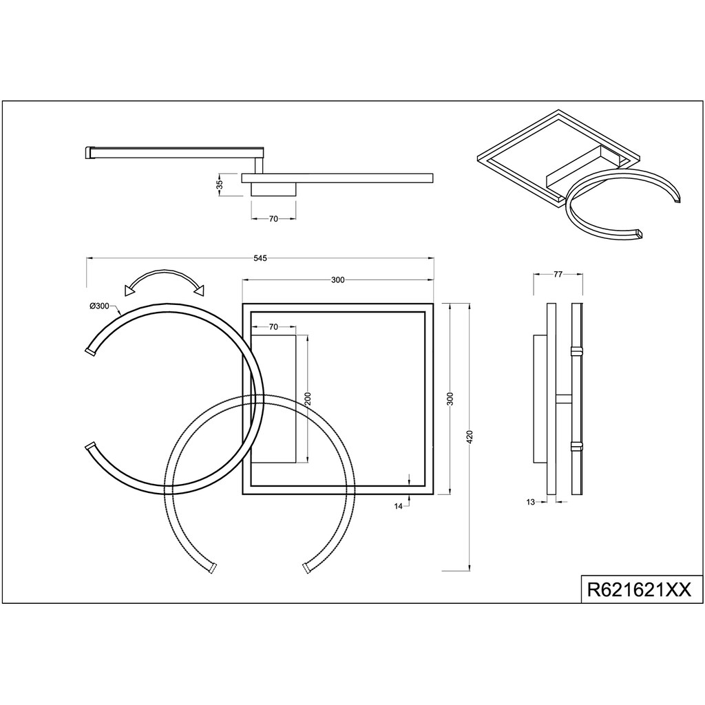 TRIO Leuchten LED Deckenleuchte »PIVOT«, 1 flammig-flammig