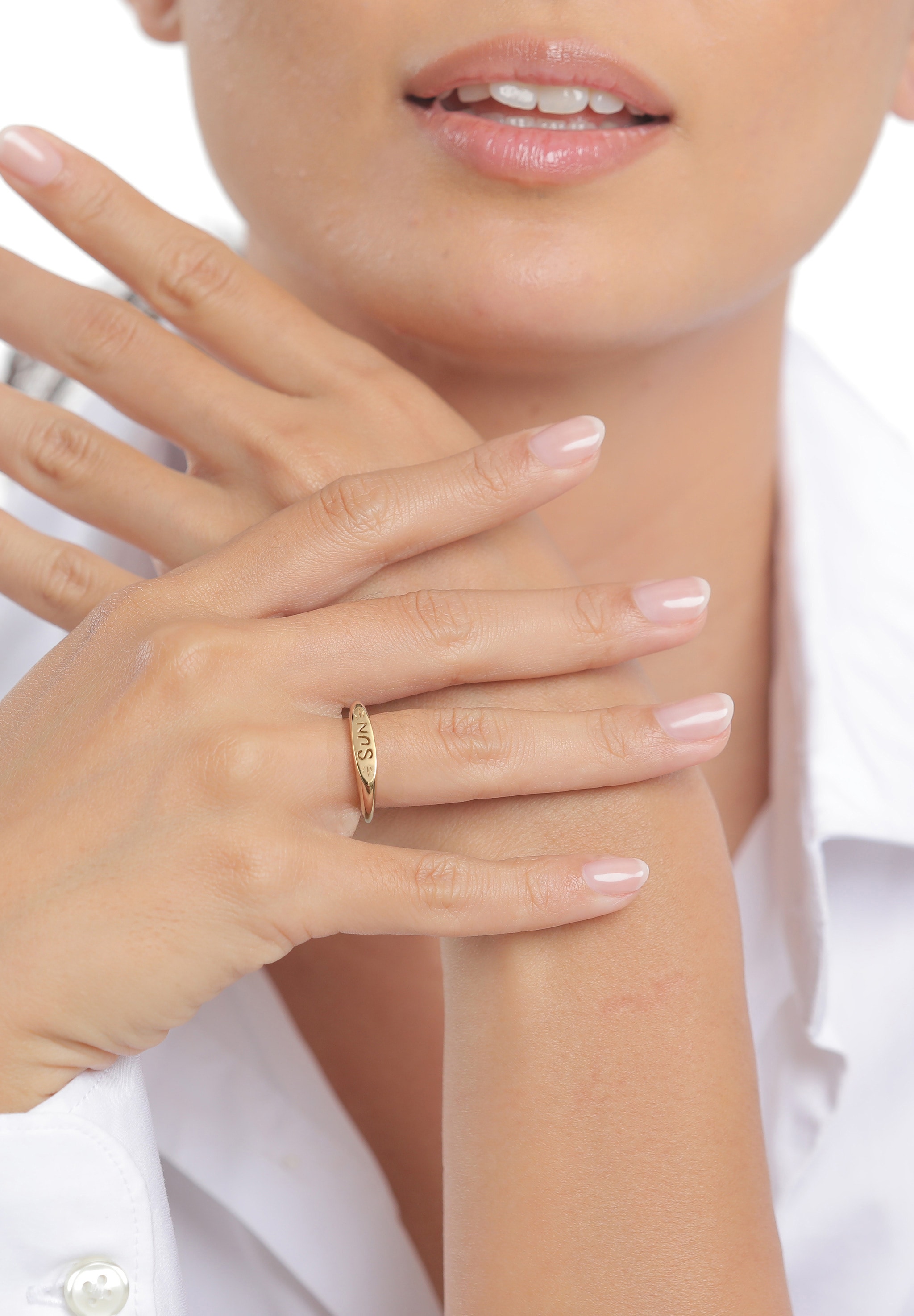 Elli Siegelring »Ring Siegelring Sonne 925 Sterling Silber vergoldet«
