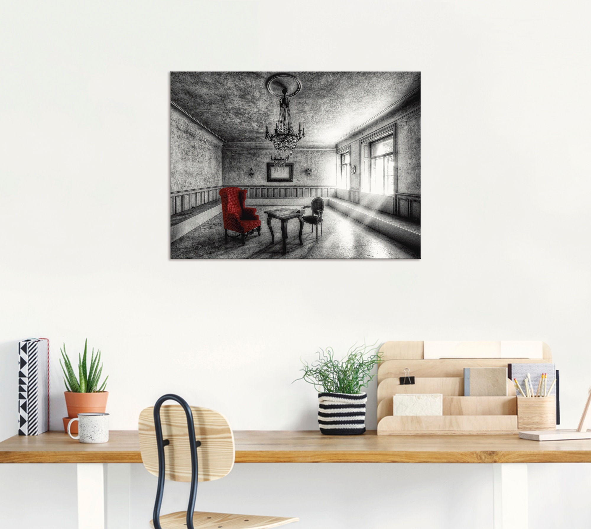 Artland Wandbild »Lost Place - Roter Sessel«, Architektonische Elemente, (1 St.), als Alubild, Outdoorbild, Leinwandbild, Poster, Wandaufkleber