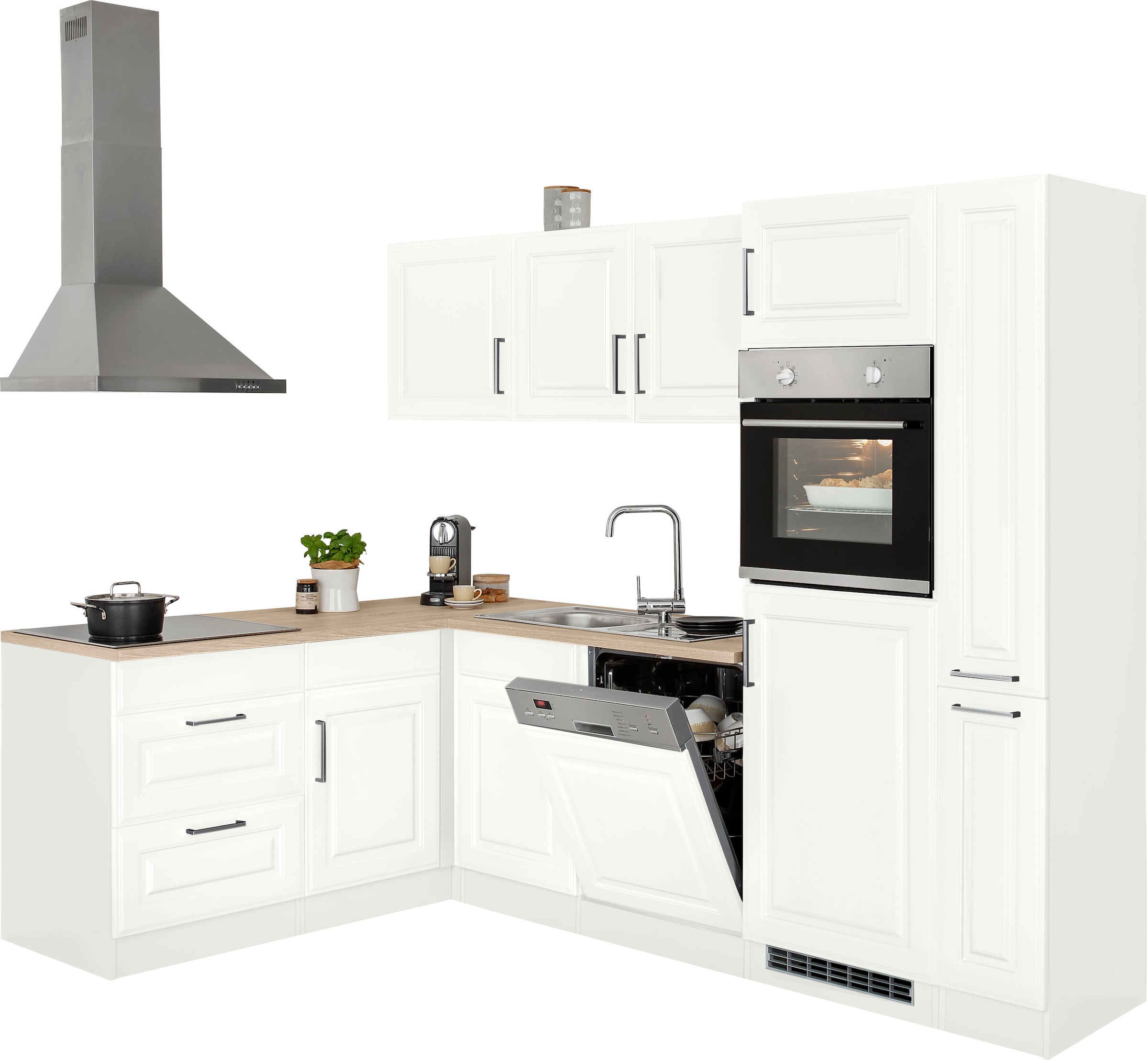 KOCHSTATION Winkelküche »KS-Stockholm«, Stellbreite 260/170 cm, mit E-Geräten, MDF Frontenl