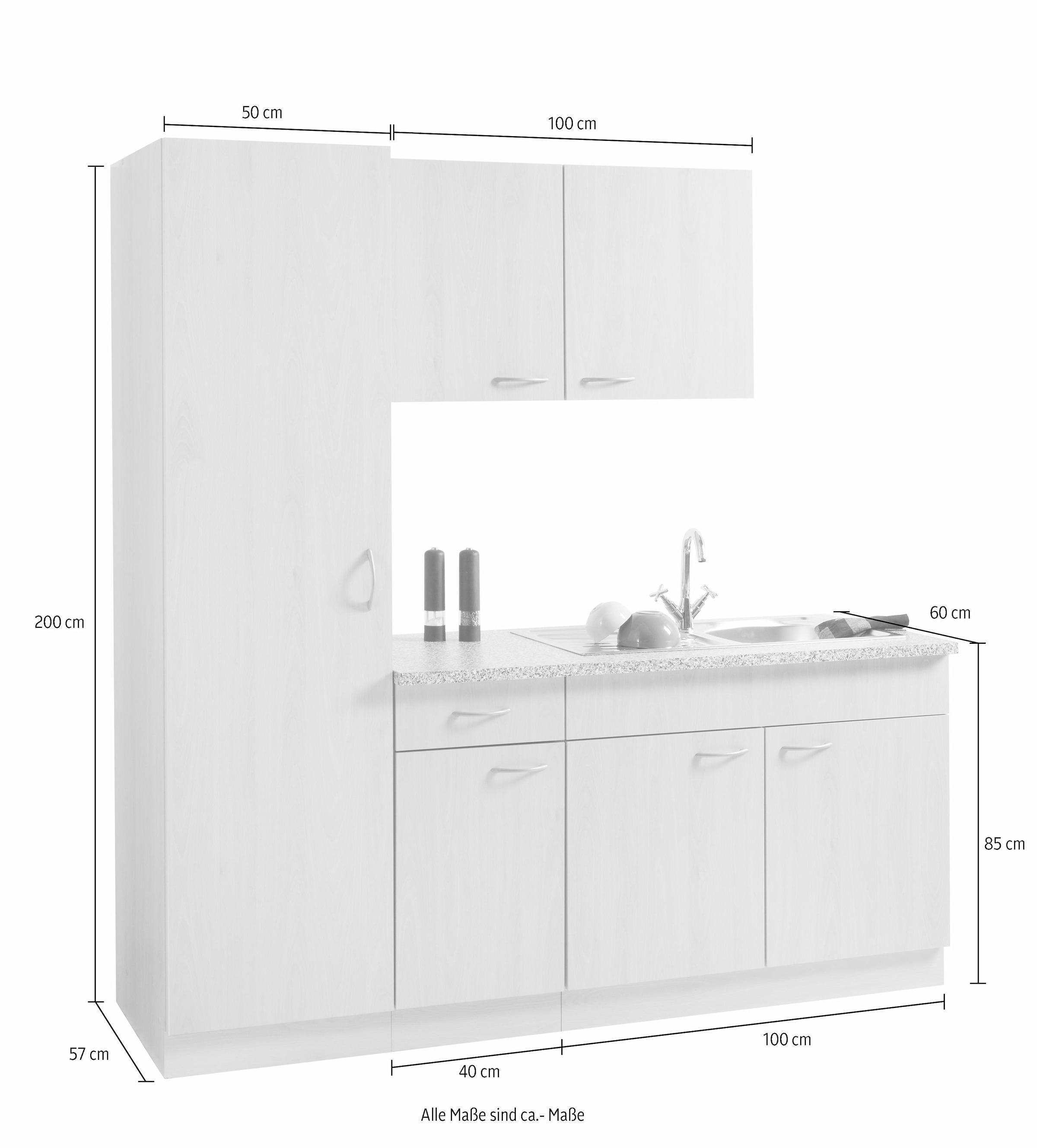 Küche 190 Küchen 60 Tiefe Breite bequem »Kiel«, cm, ohne E-Geräte, cm wiho bestellen