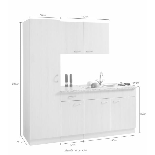 wiho Küchen Küche »Kiel«, ohne E-Geräte, Breite 190 cm, Tiefe 60 cm bequem  bestellen