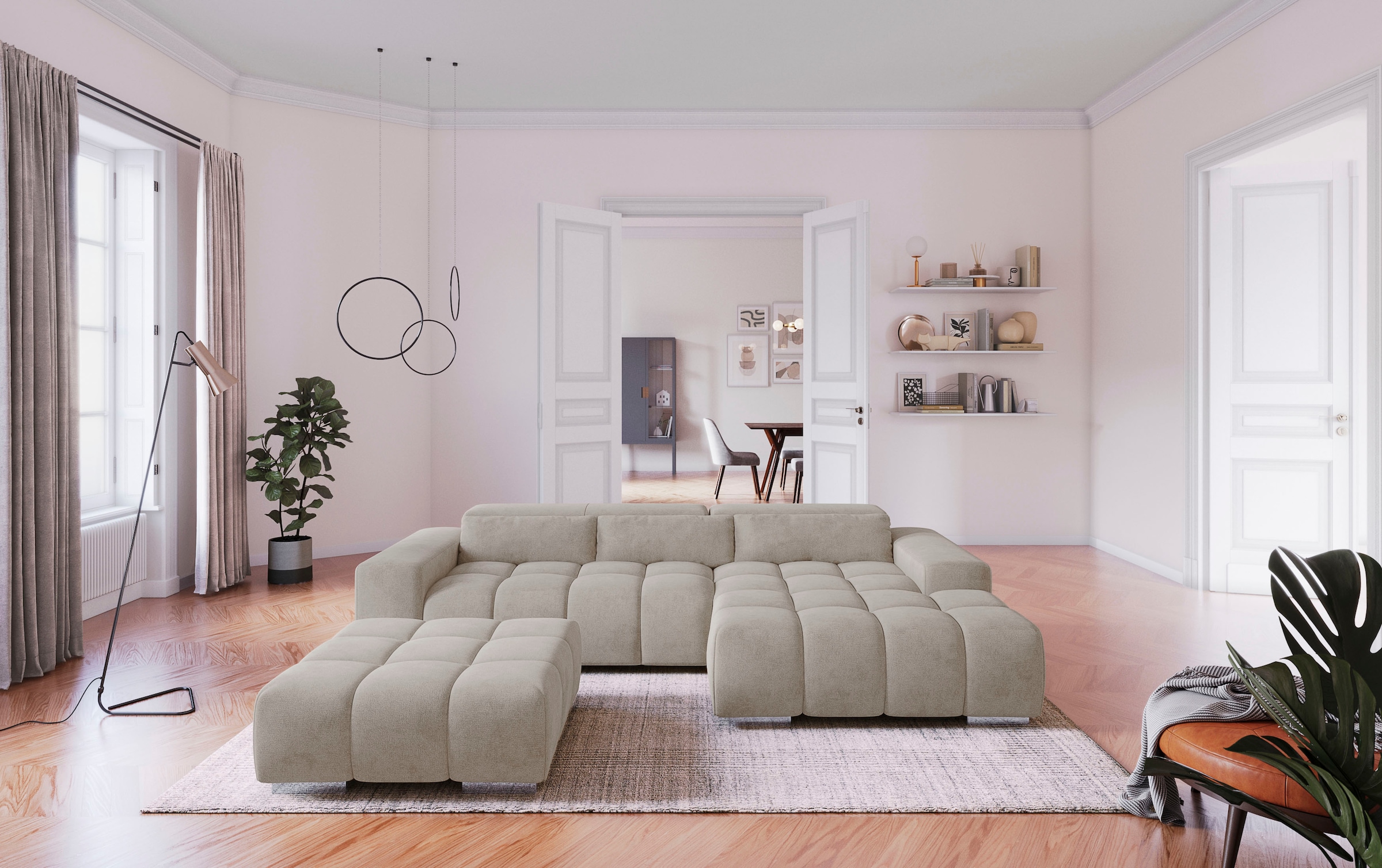 COTTA Ecksofa »Orion L-Form« mit 2x Kopfteilverstellung & 3 Nierenkissen