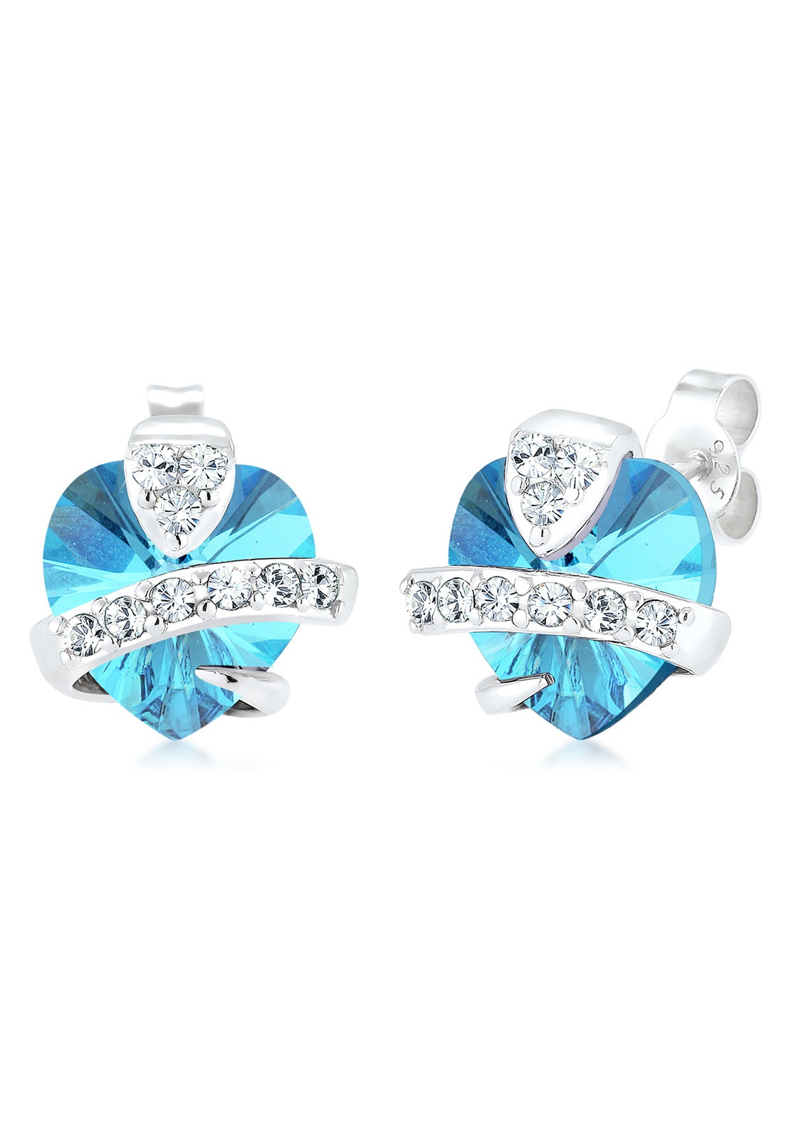 Elli Paar Ohrstecker »Ohrringe Herz Liebe Kristalle Cute 925 Silber«