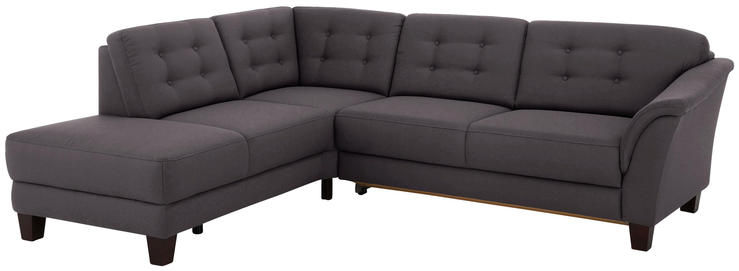Home affaire Ecksofa »Trondheim L-Form«, mit Federkern und Knopfheftung im Rücken, Füße Buche dunkel