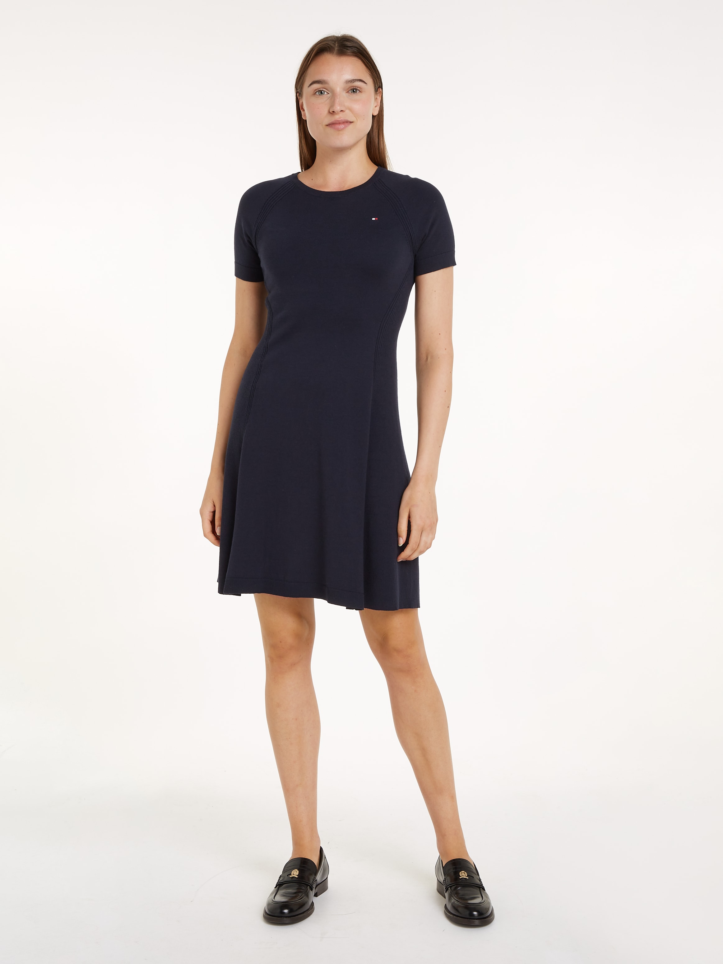 Tommy Hilfiger Jerseykleid »CO JERSEY STITCH F&F DRESS«, mit Logostickerei auf der Brust