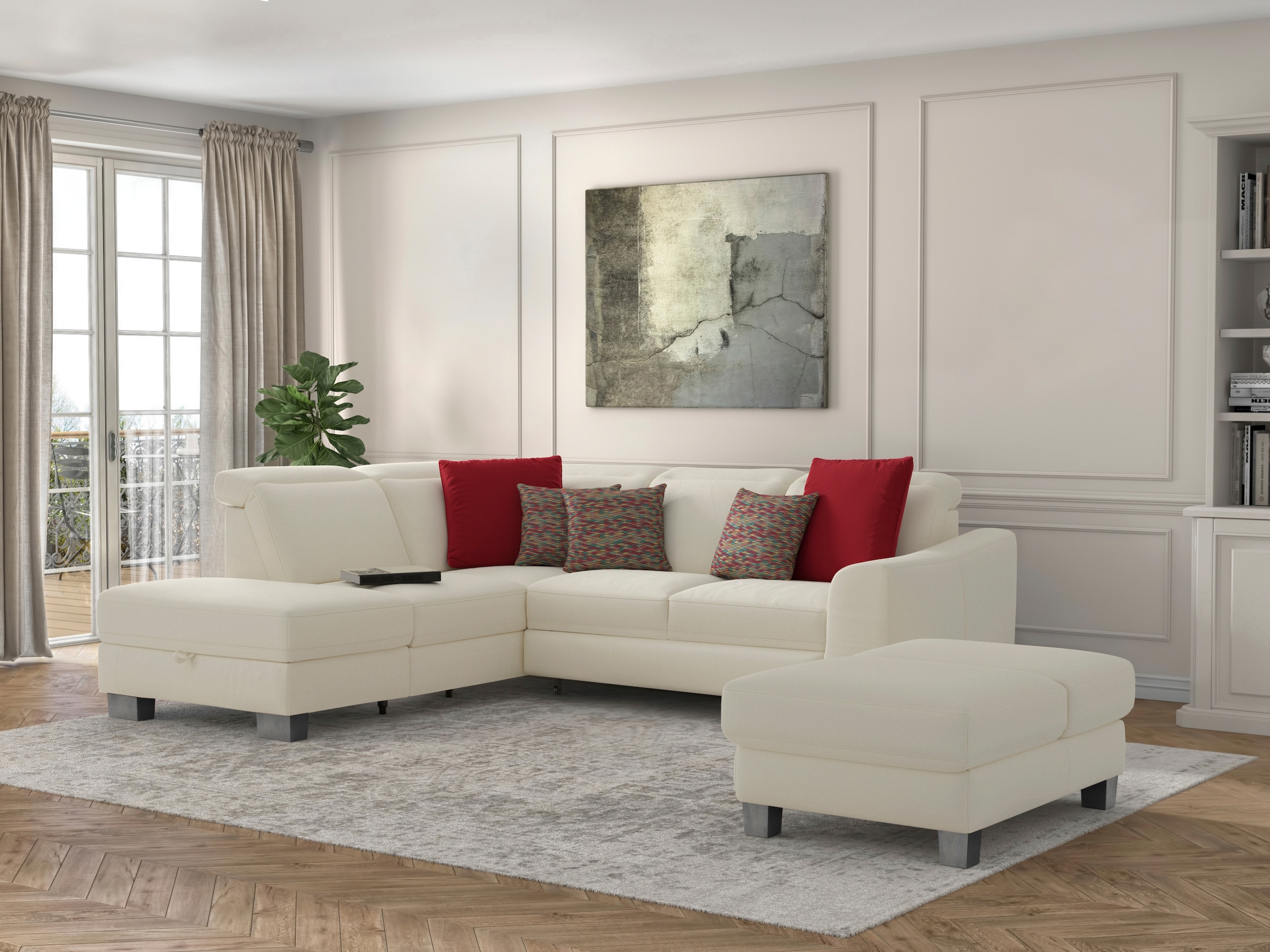 sit&more Polsterhocker »Dundee«, mit Klappfunktion, Federkern und hochwertigen Edelstahlfüßen