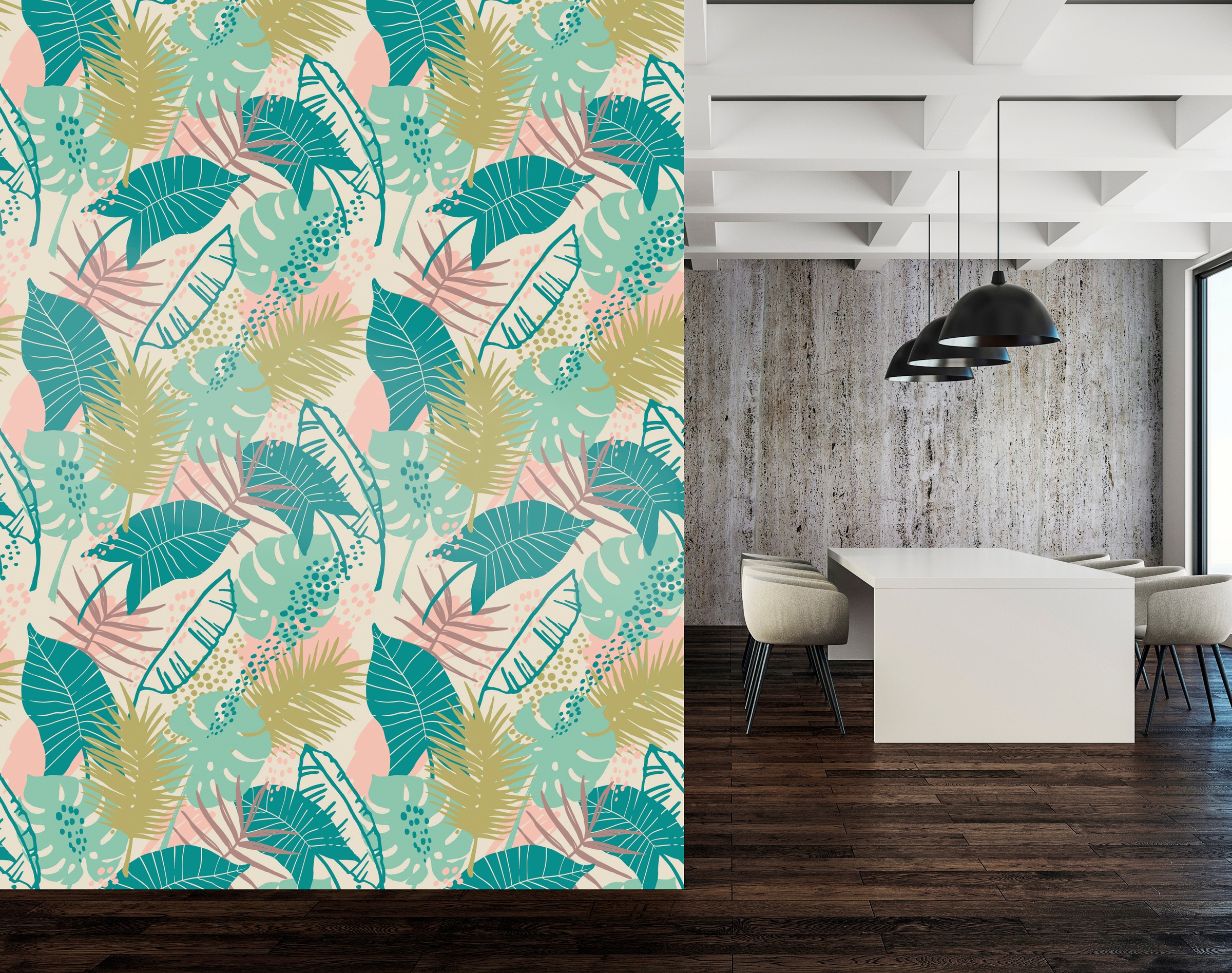 queence Vinyltapete »Naila«, bedruckt-Motiv-botanisch-floral-gemustert-natürlich, 90x250cm, selbstklebend, kinderleichte Anbringung, Sticker