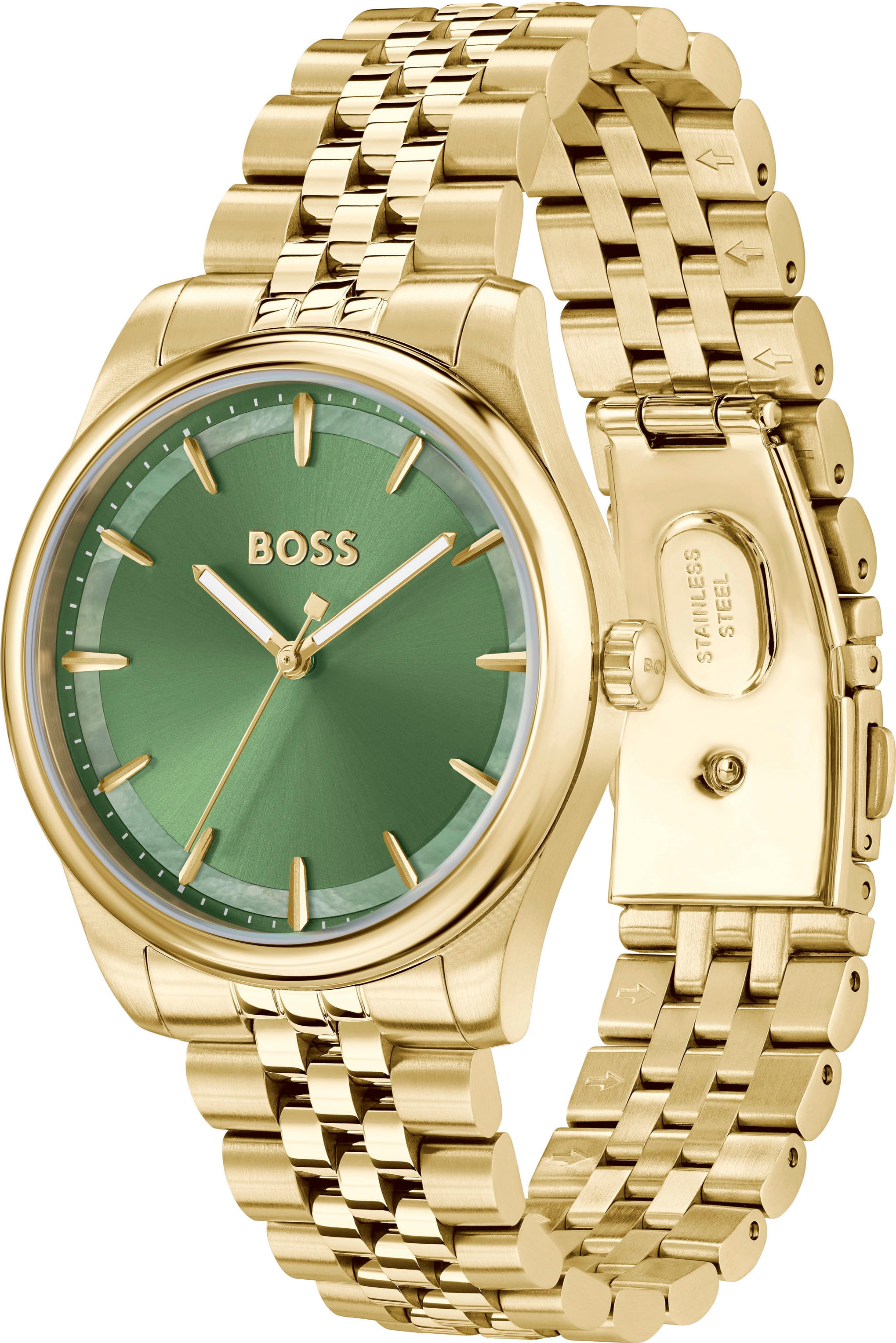 BOSS Quarzuhr »GRACEFUL«, Armbanduhr, Damenuhr, Edelstahlarmband, analog