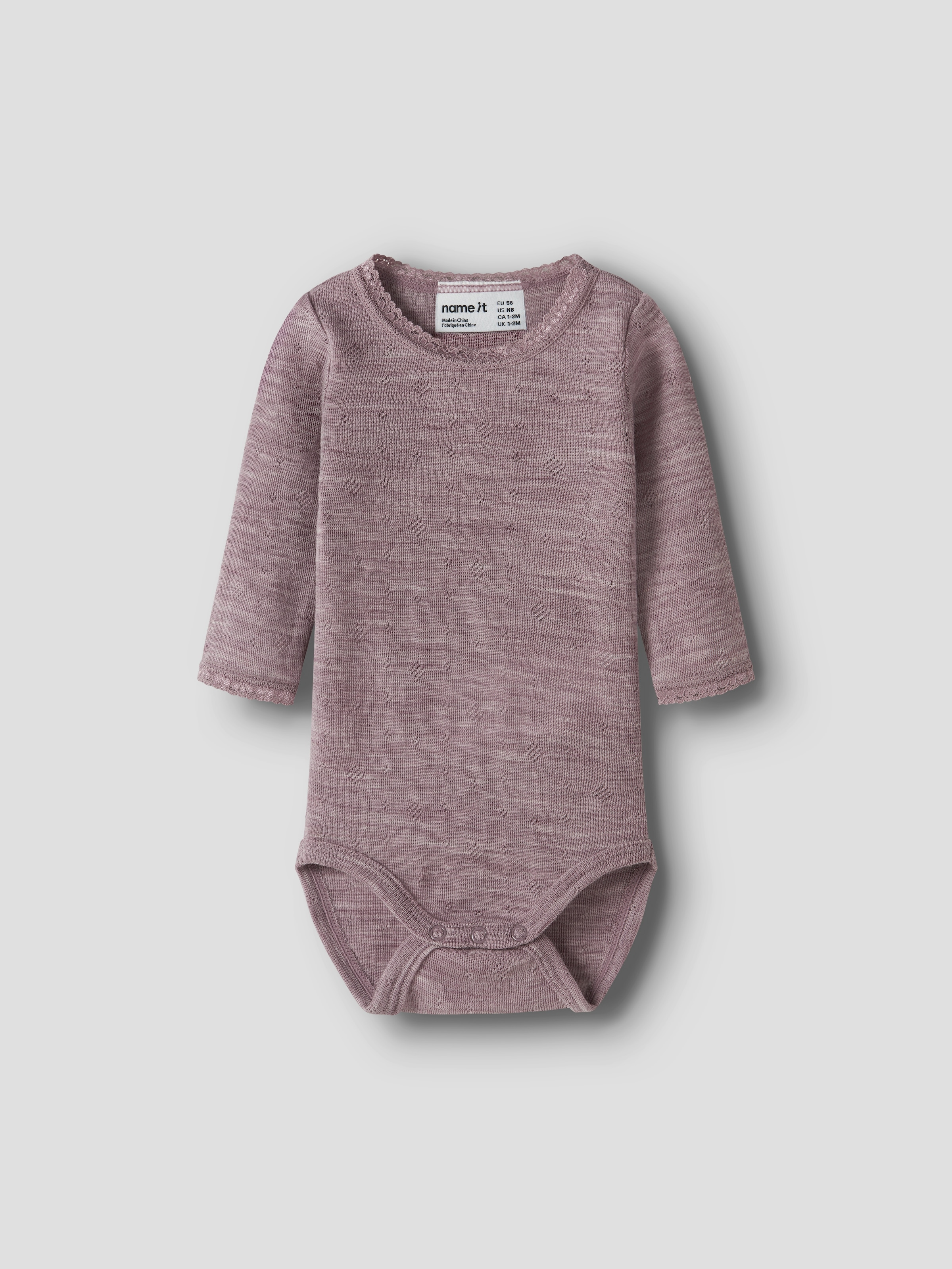 Name It Langarmbody »NBFWANG WOOL NEEDLE LS BODY SOLID NOOS« aus reiner Merinowolle