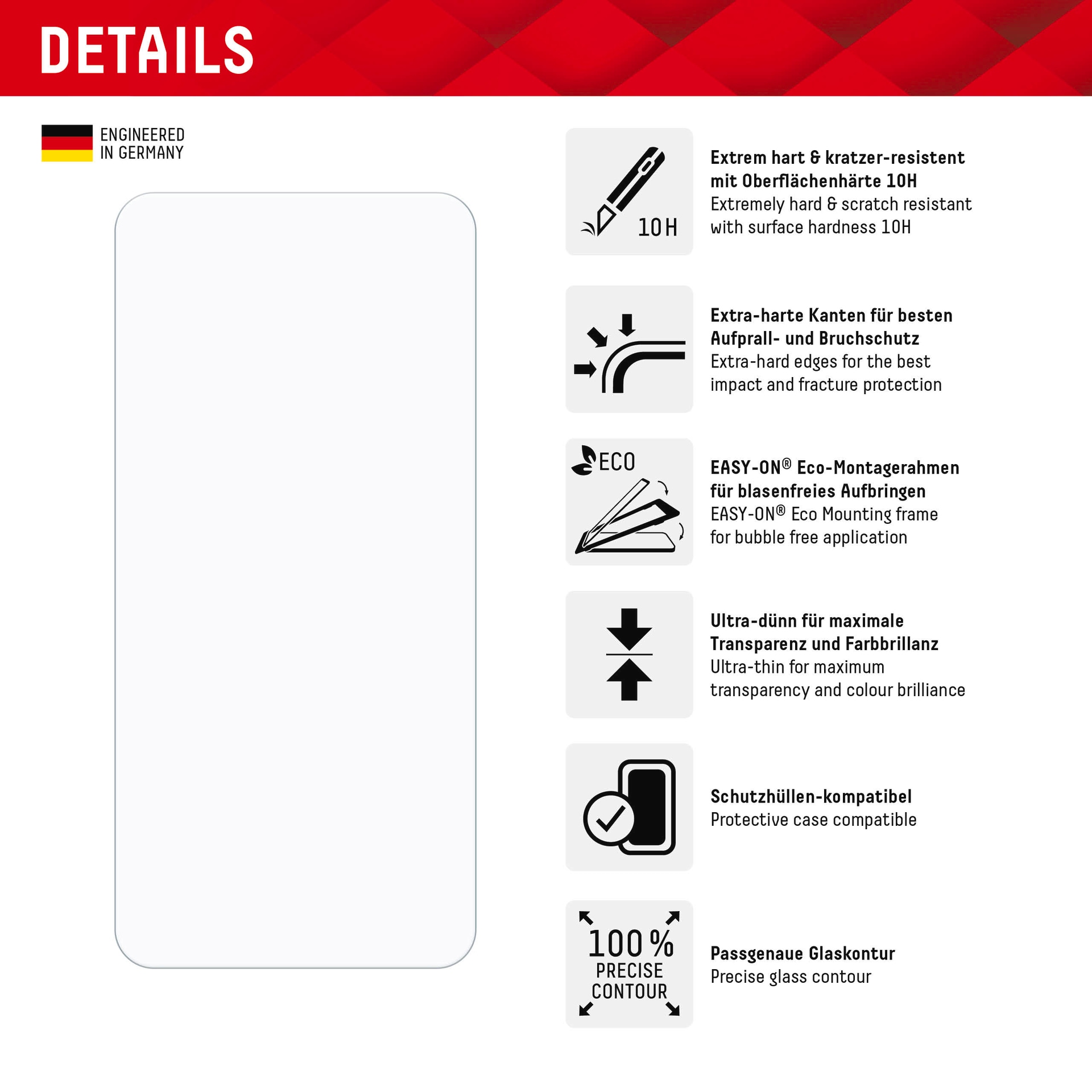 Displex Displayschutzglas »Real Glass + Case«, für Samsung Galaxy A55 5G, (1 St.), Bildschirmschutz, Displayschutzfolie,Einfach anbringen,kratz-&stoßfest