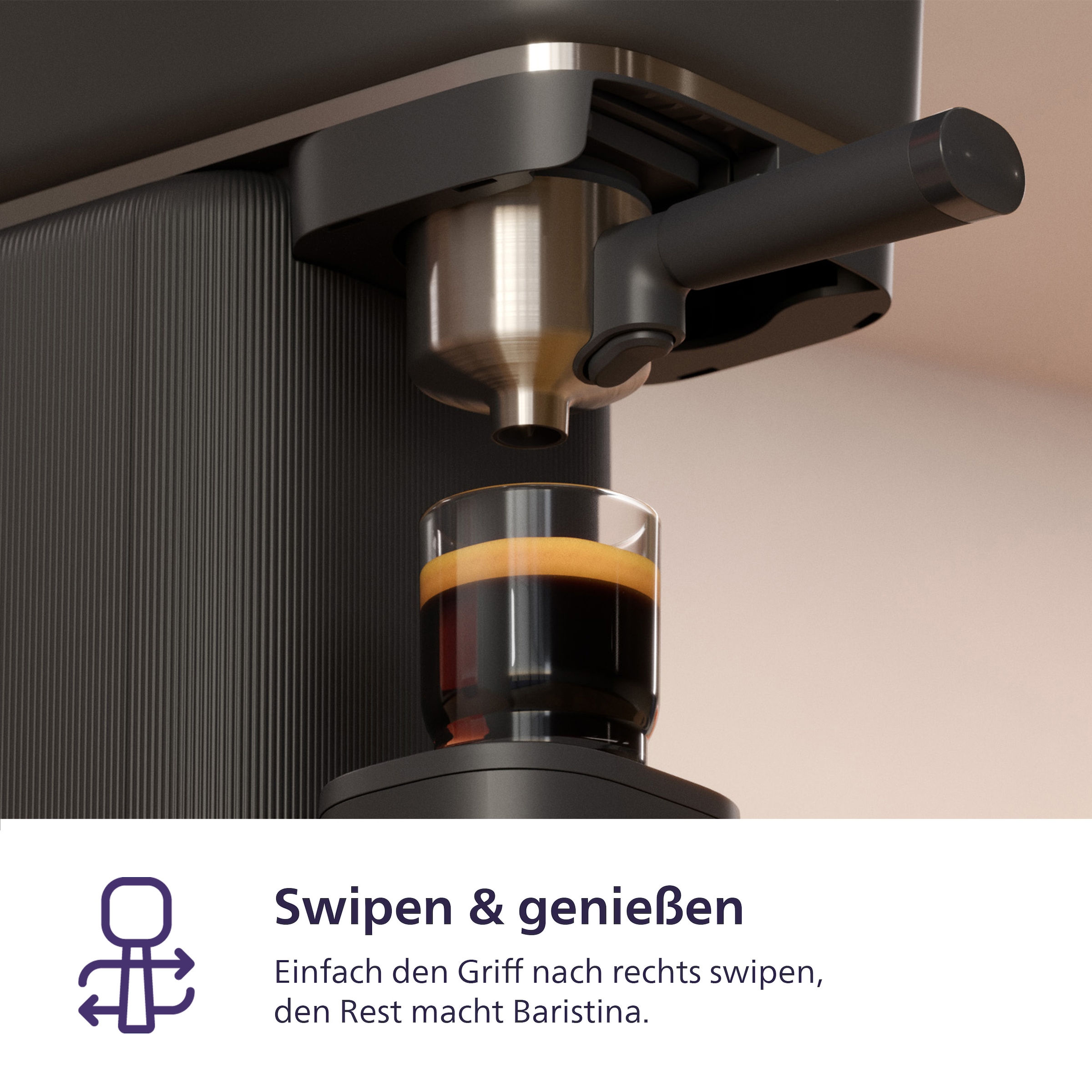 PHILIPS baristina Espressomaschine »BAR303/60 mit Mahlwerk für ganze Bohnen, Milchaufschäumer inkl.«, 16 bar Pumpendruck, Schwarzgrau