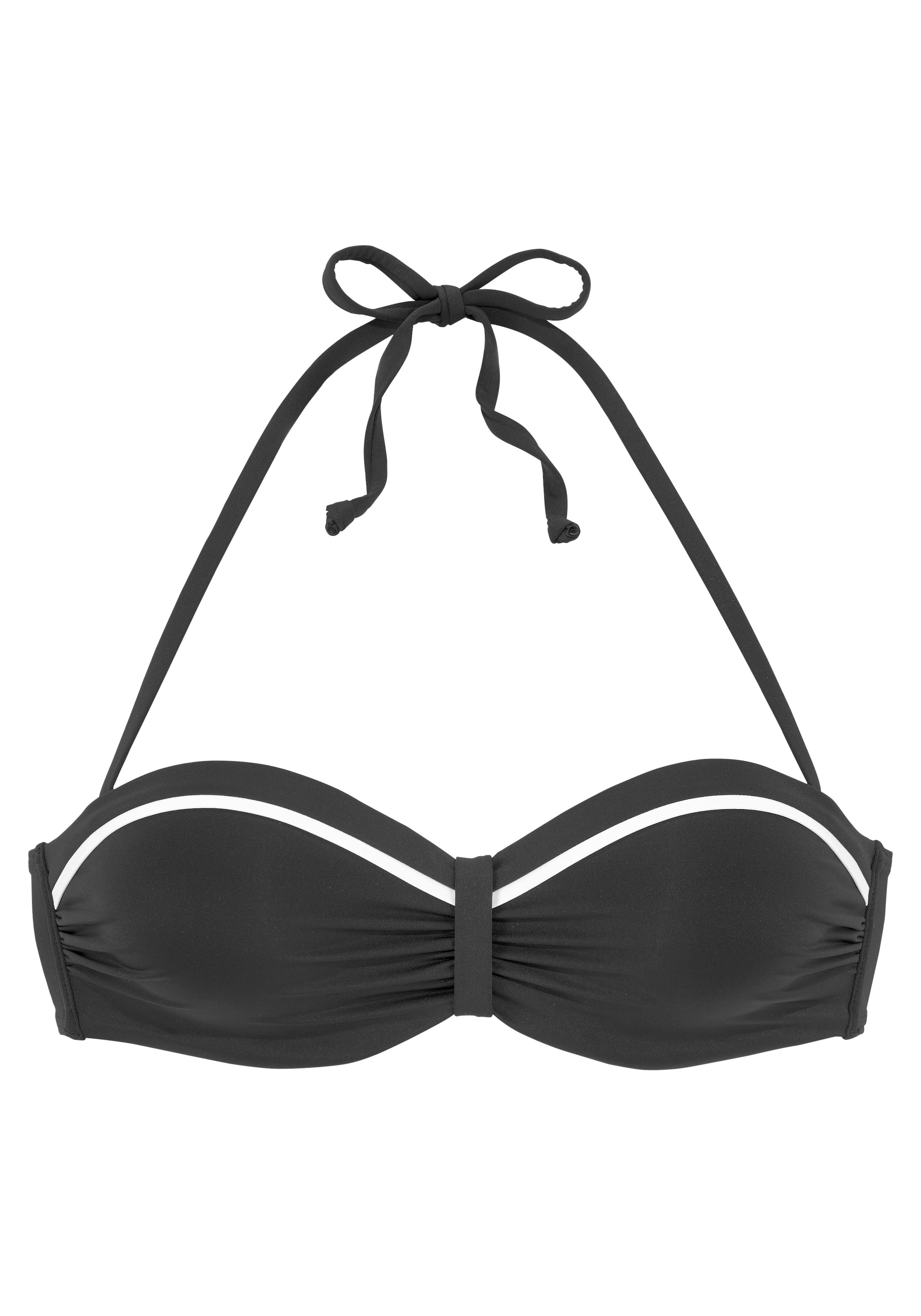 Vivance, Damen, Bügel-Bandeau-Bikini-Top »Lorena« mit kontrastfarbenem Piping, schwarz, Cup C, 36 - Cup C, schwarz, Unifarbe