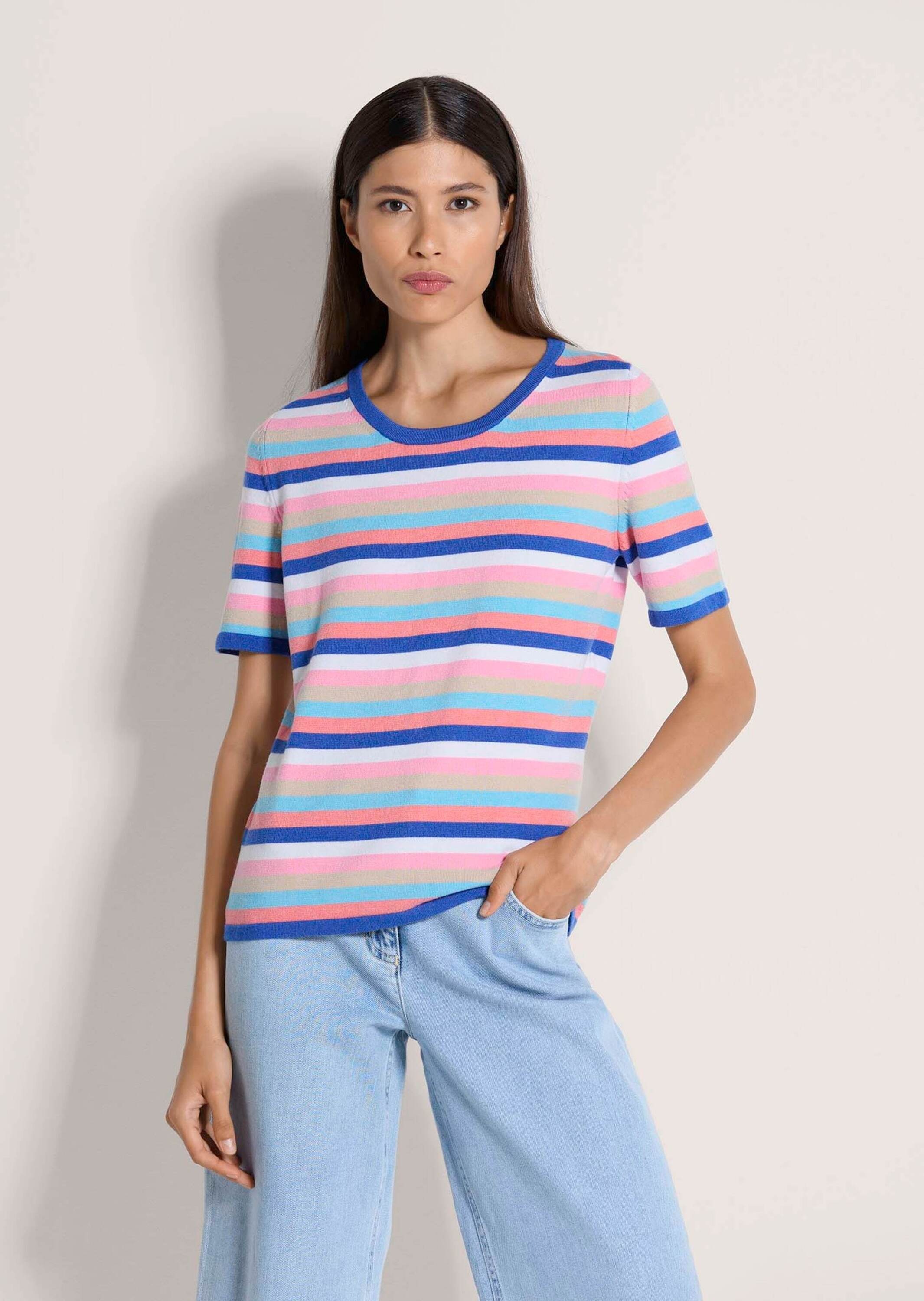 MADELEINE Longpullover »Glattstrickpullover Viskosepullover mit Streifen-Muster« Multicolour-Streifen