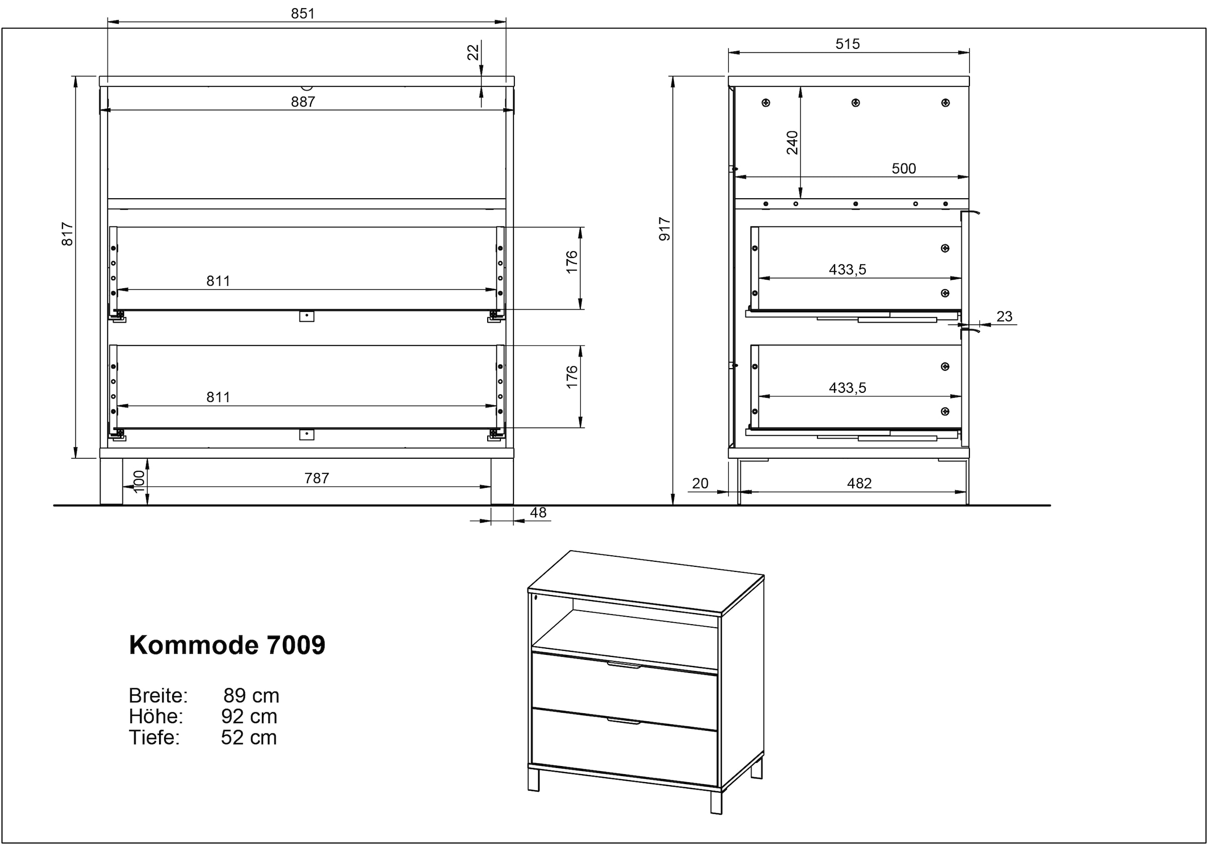 GERMANIA Wickelkommode »GW-Alkmaar«, bis 45 kg, Wickelaufsatz wieder spurlos abnehmbar, 89 cm